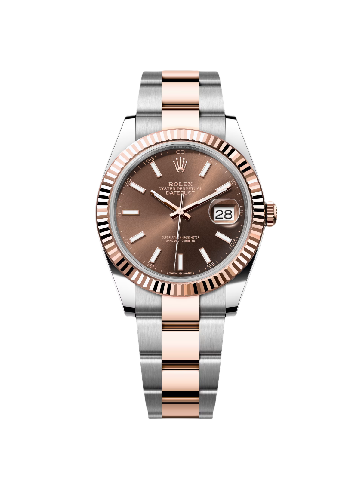 RLX Datejust 41mm 126331 Chocolate Index Jubilee Steel and Everose Gold Watch