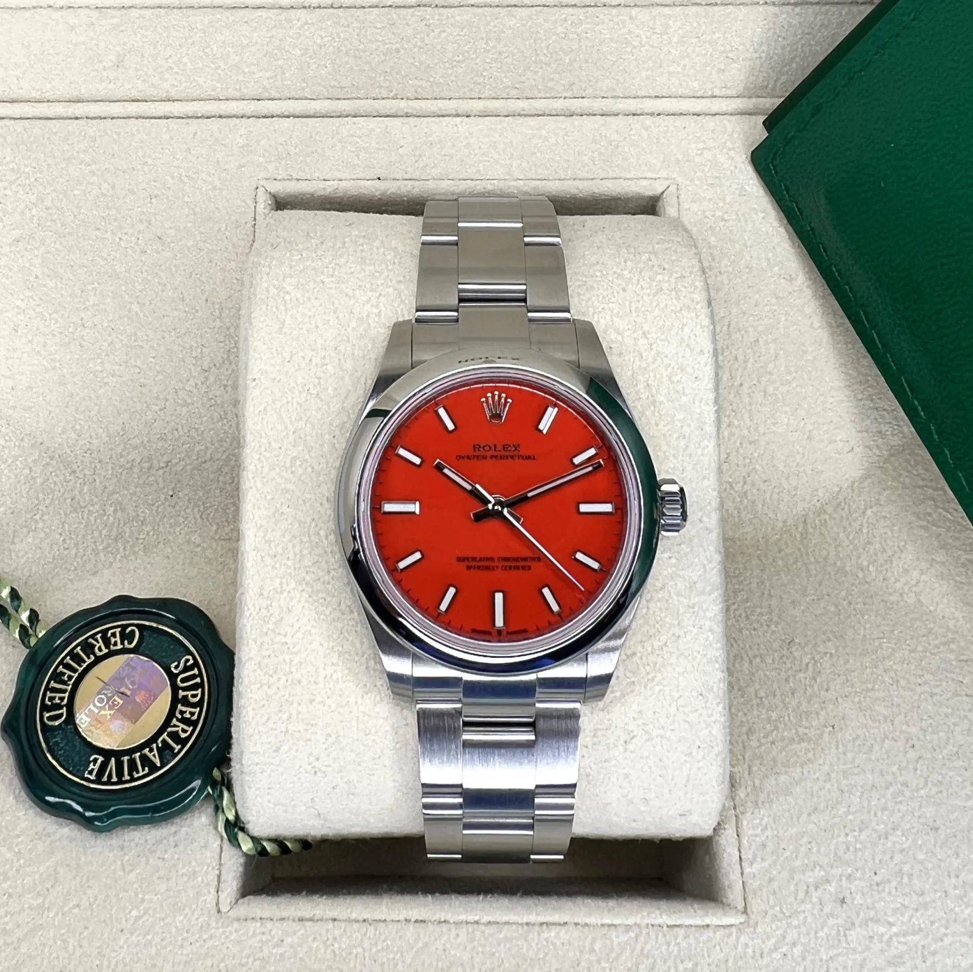 RLX Oyster Perpetual 31mm 277200-0008 Coral Red Dial Oyster Bracelet Watch