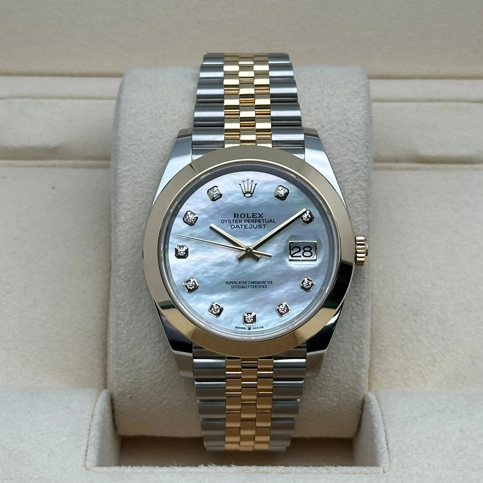 RLX Datejust 41mm 126303 White MOP Diamond Jubilee Steel and Yellow Gold