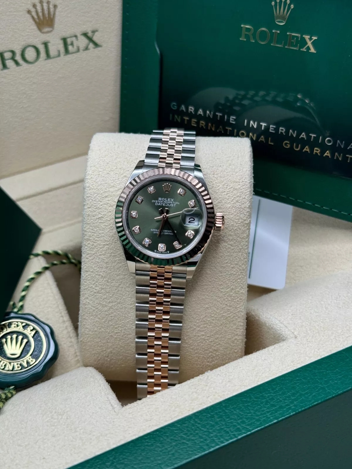 RLX Lady-Datejust 28mm 279171 Green Diamond Oyster Stainless Steel and Rose Gold