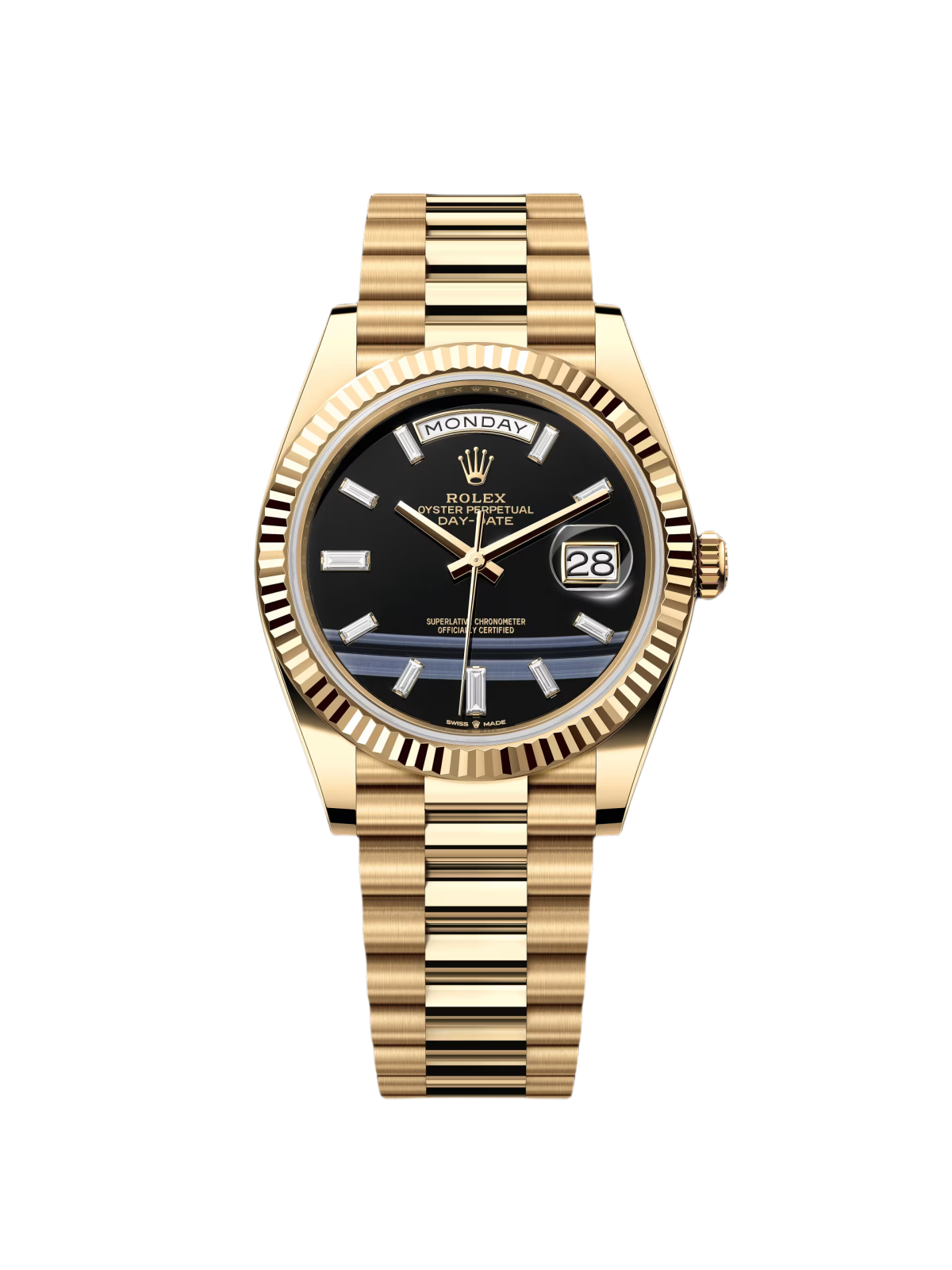 RLX Yellow Gold President Day Date 40mm Onyx Diamond Dial - 228238