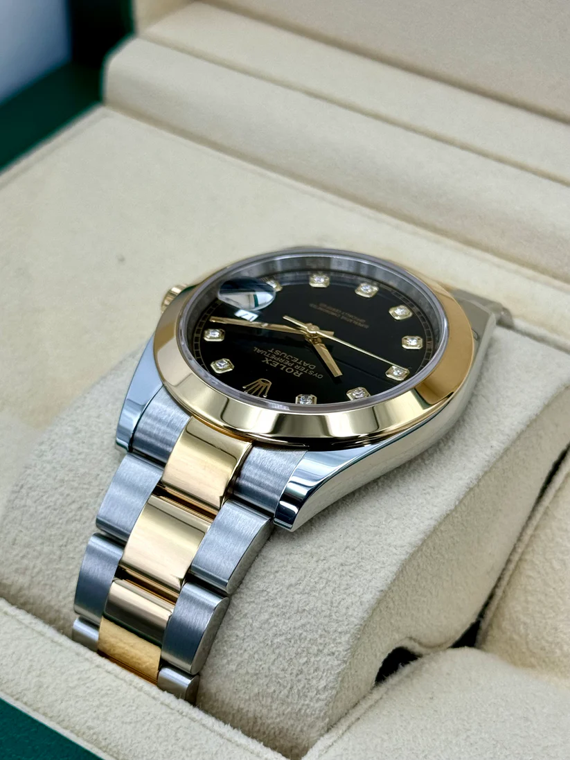 RLX Datejust 41mm 126303 Black Diamond Oyster Steel and Yellow Gold Mens Watch