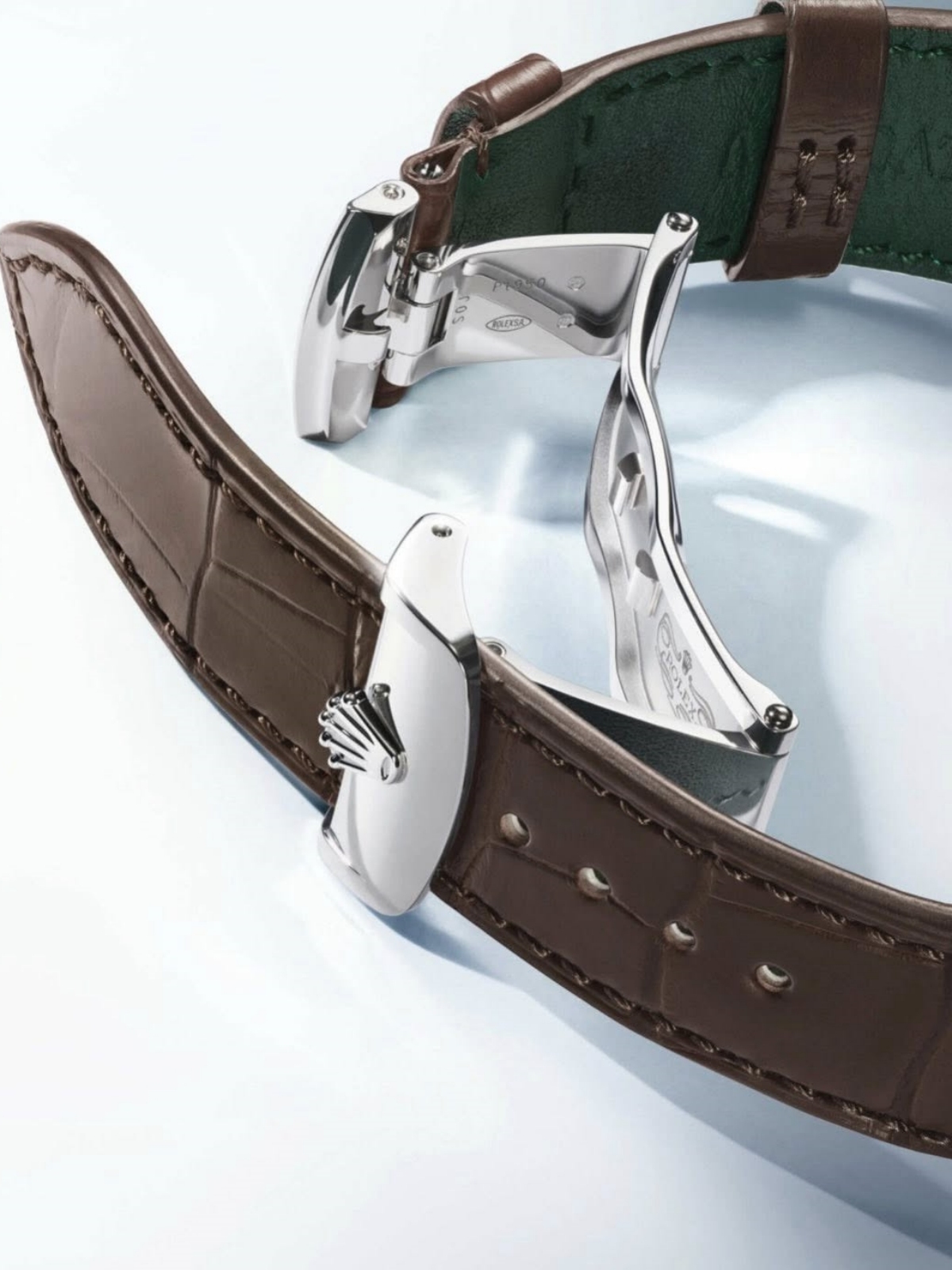 Rolex 1908 Platinum Ice Blue Dial Brown Alligator Strap - 52506-0002