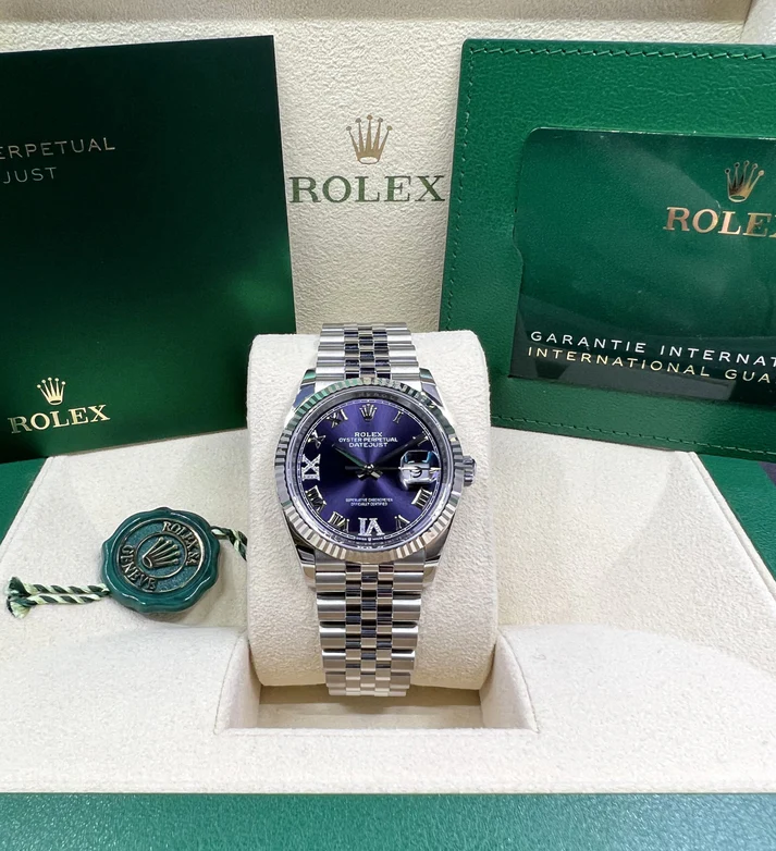 RLX  Datejust 36mm 126234 Datejust Aubergine Purple Diamond Roman Oyster Stainless Steel