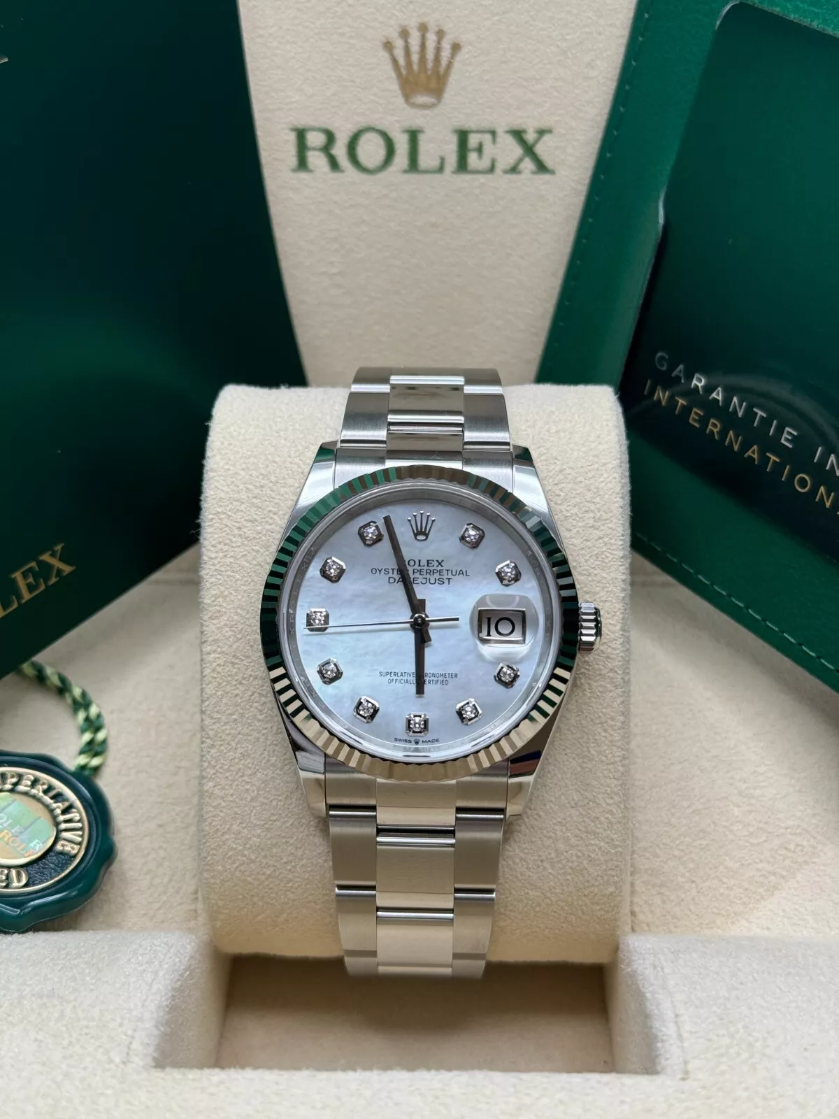 RLX  Datejust 36mm 126234 Mother of Pearl Diamond Dial Oyster Stainless Steel