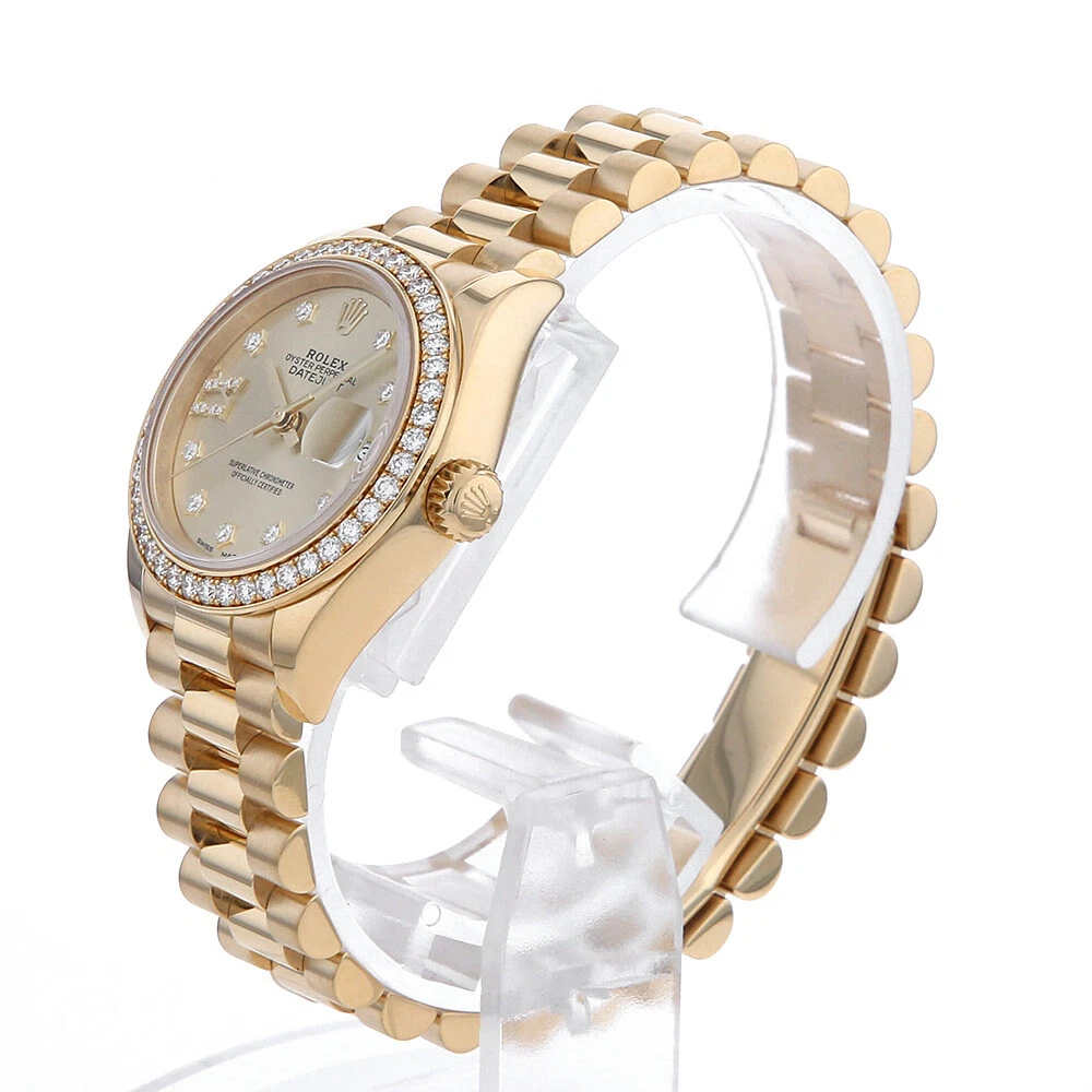 RLX Lady-Datejust 28mm 279138RBR Champagne Diamond Dial and Diamond Bezel Yellow Gold Bracelet