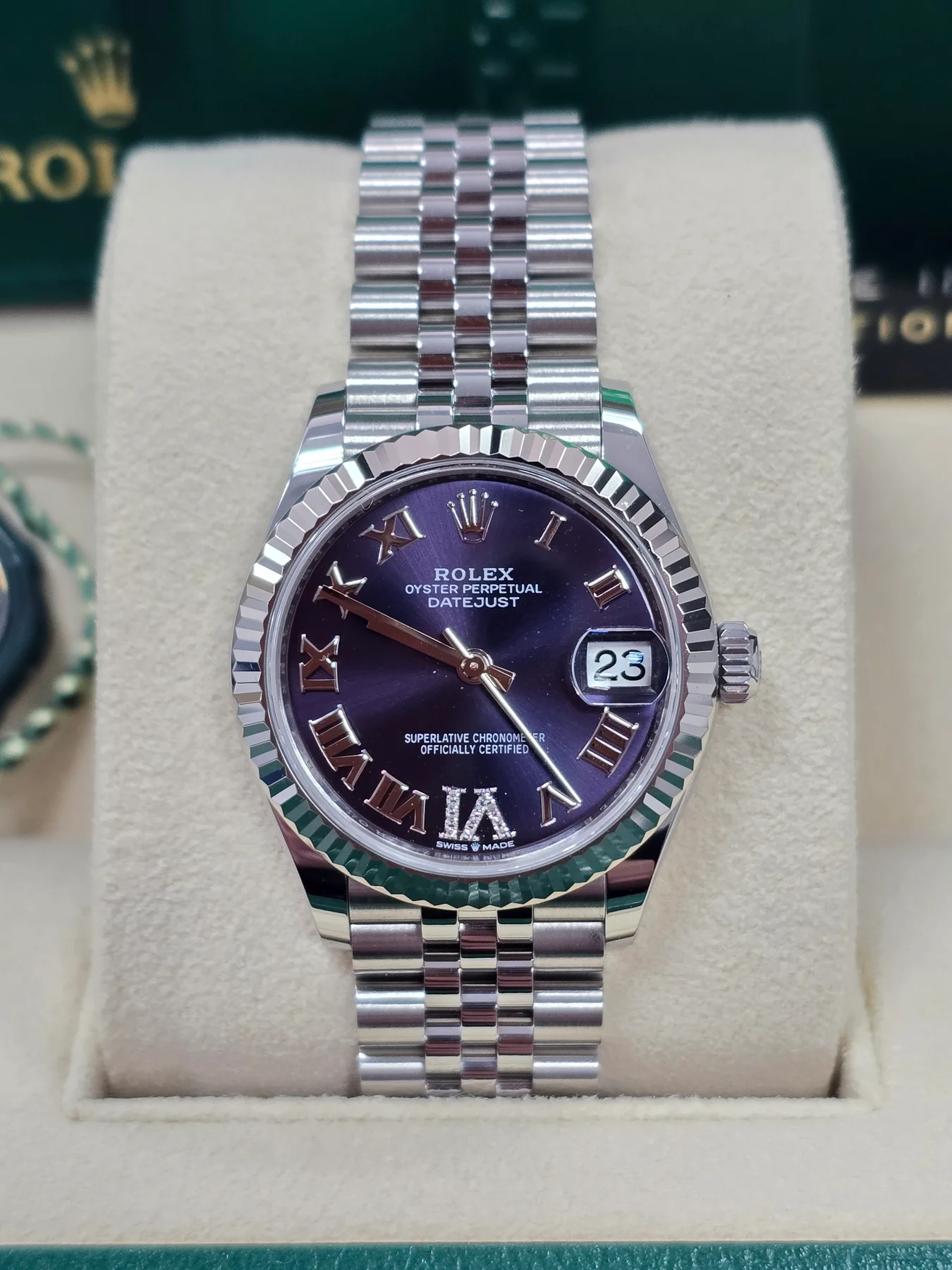 RLX Datejust m278274-0025/0026 Aubergine 31mm Dial Oyster Watch