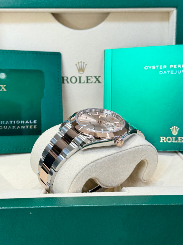 RLX Datejust 41mm 126301 Sundust Index Oyster Steel and Everose Gold Watch