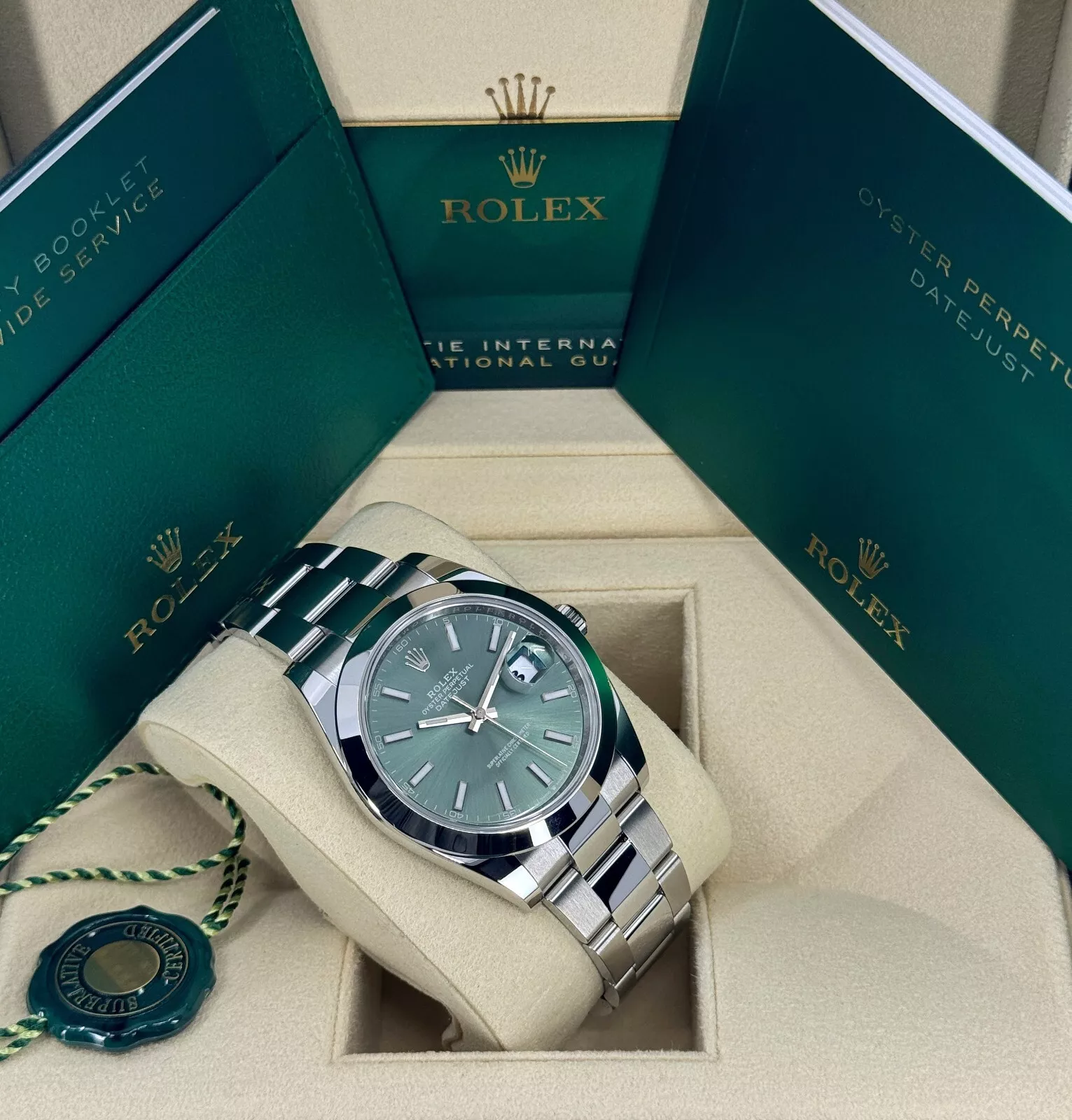 RLX Datejust 41mm 126300 Mint Green Dial Stainless Steel Oyster Bracelet Watch