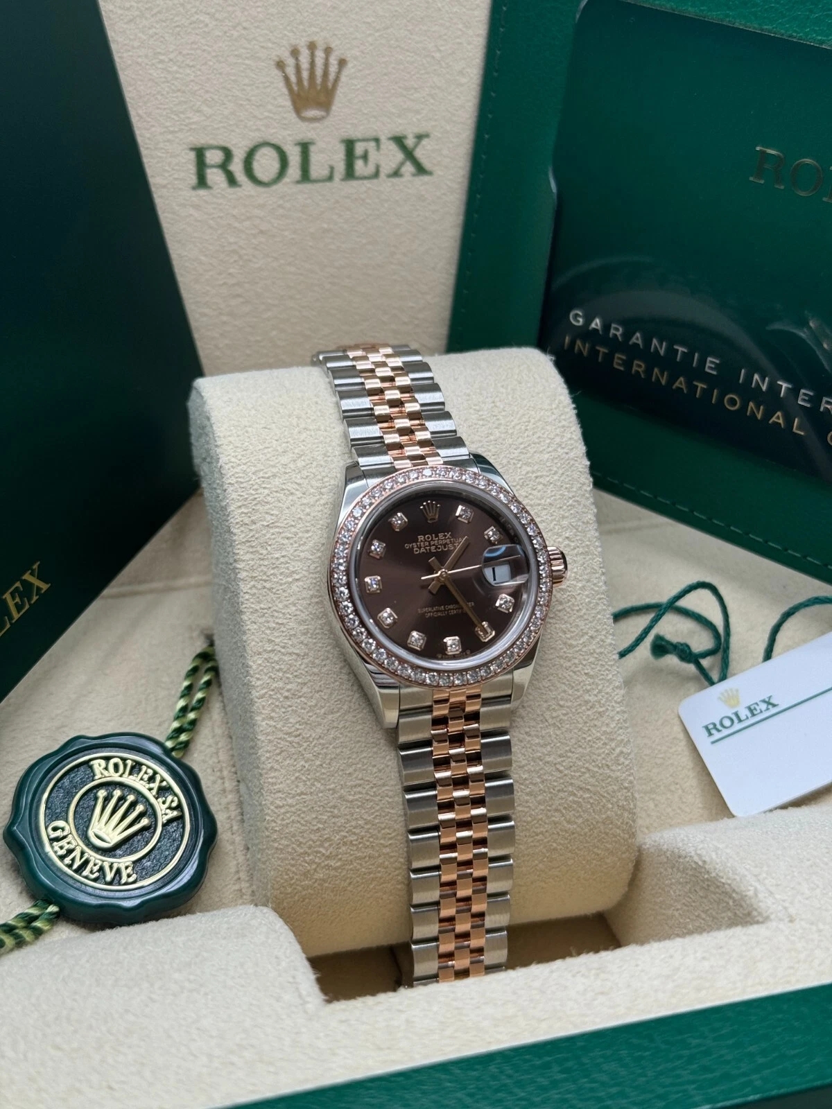 RLX Lady-Datejust 28mm 279381RBR Chocolate Diamond Dial Oyster Bracelet