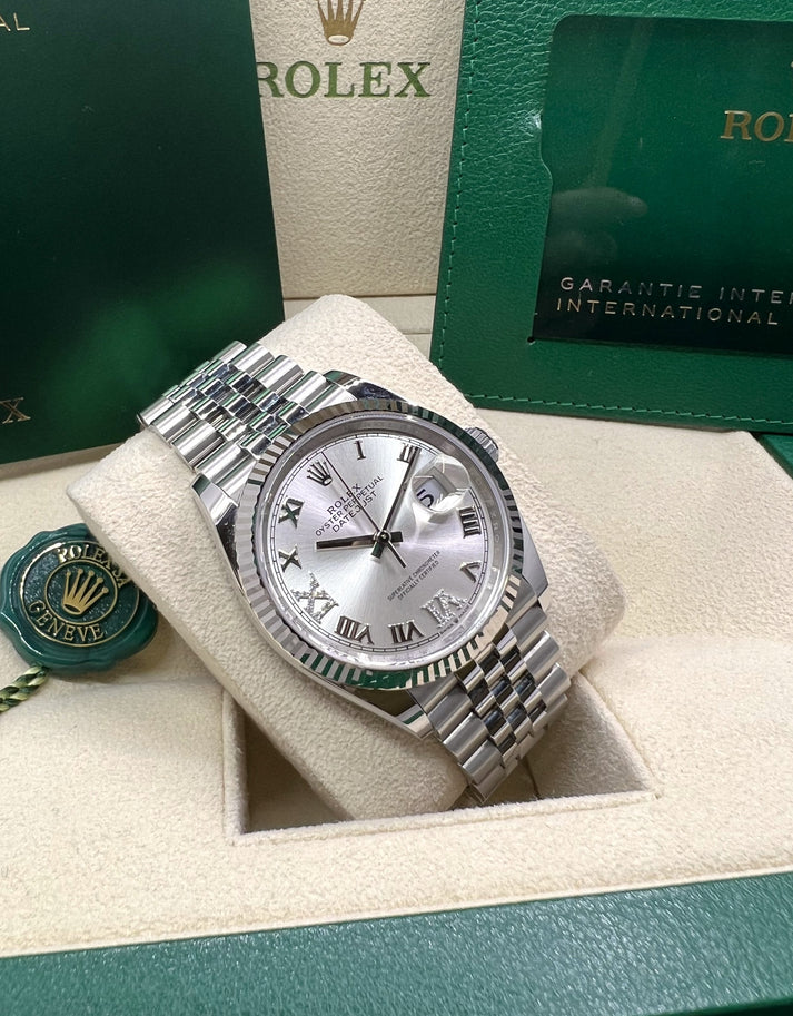 RLX  Datejust 36mm 126234 White Roman Dial Oyster Stainless Steel Mens