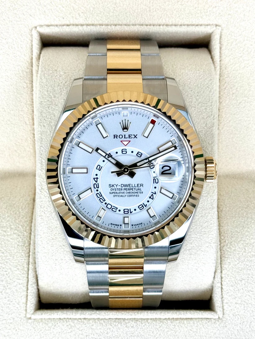 RLX  Sky-Dweller 42mm 336933-0005/0006 Two-Tone Yellow Gold White Dial Oyster