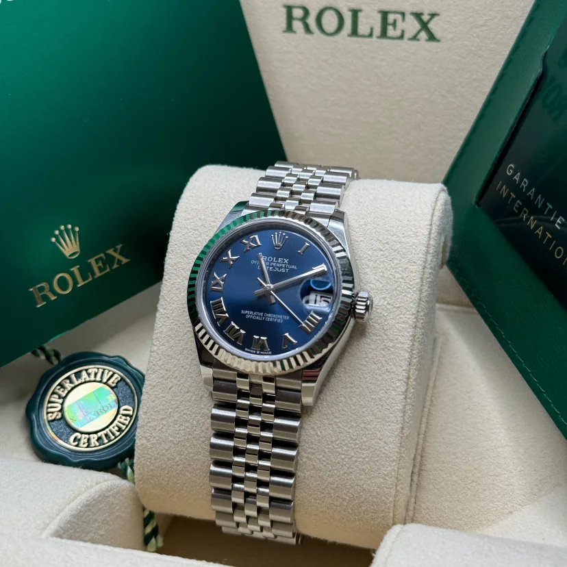 RLX Datejust m278274-0033/0034 Bright Blue Dial 31mm Fluted Bezel Oyster Bracelet