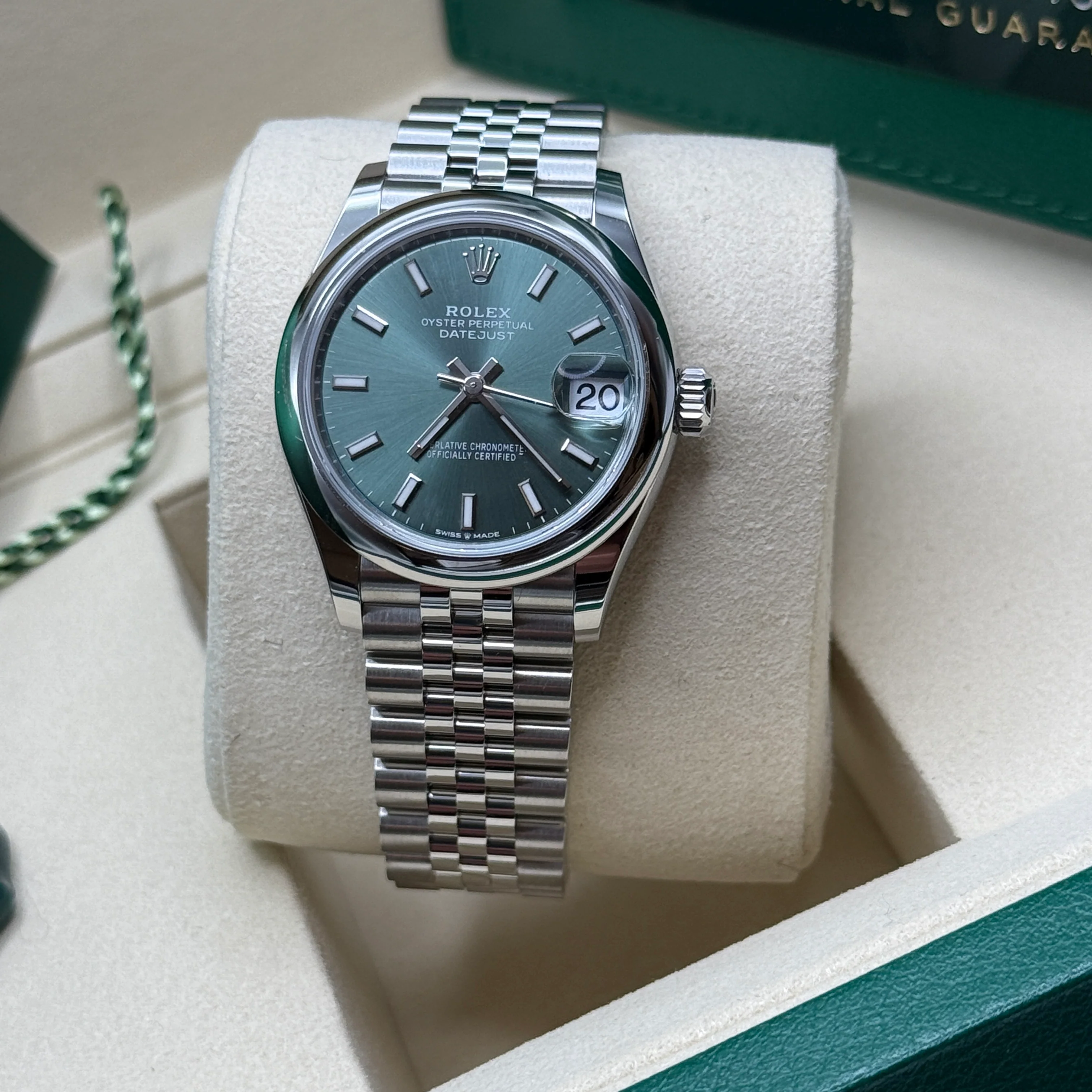 RLX Datejust m278240-0011/0012 31mm Green Stick Domed Bezel Oyster Oystersteel
