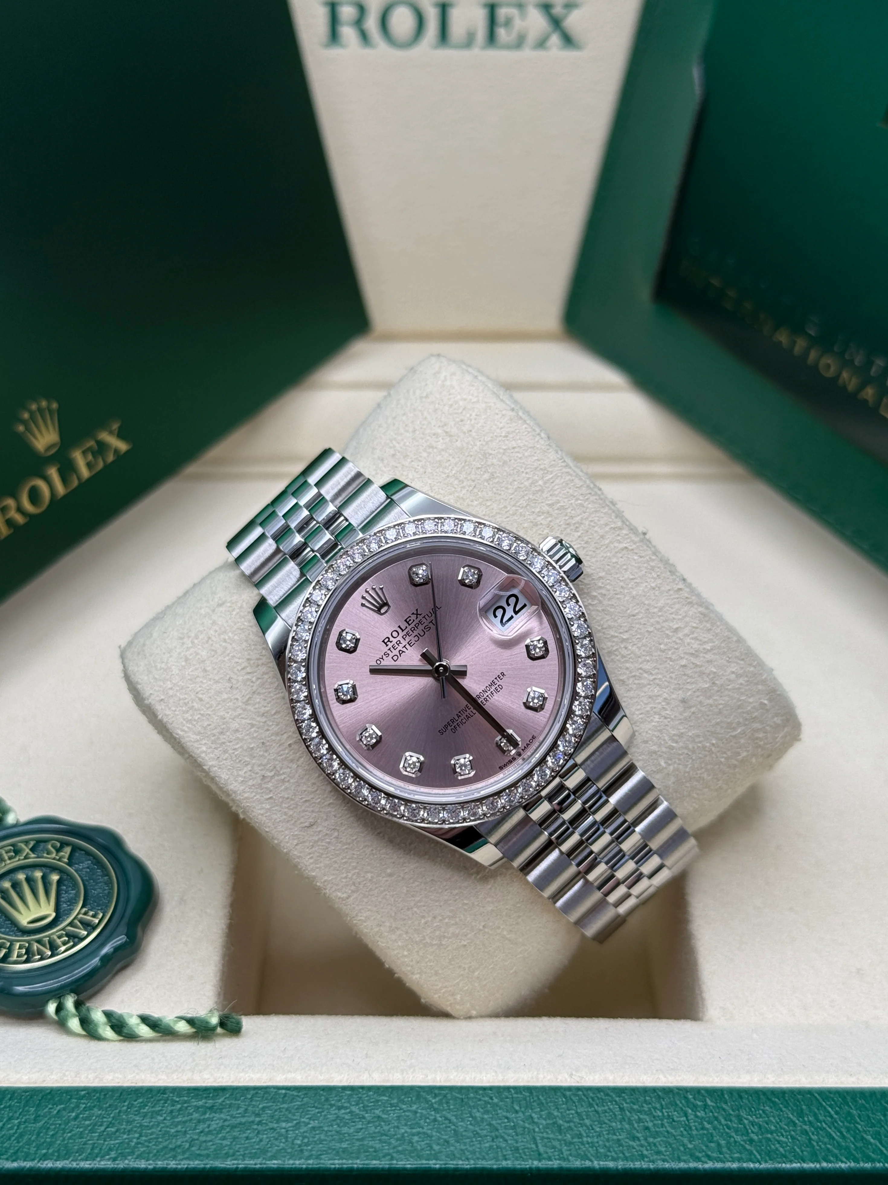 RLX Datejust m278384RBR-0035/0036 Pink 31mm Dial Oyster Watch
