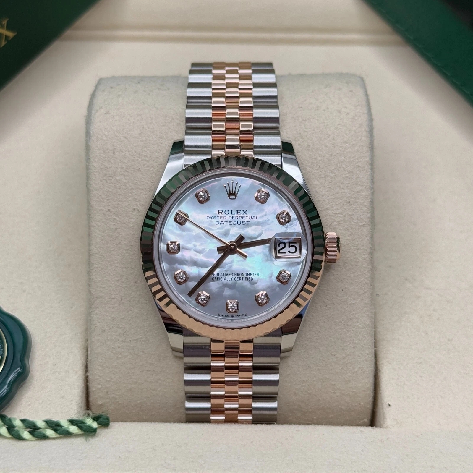 RLX Lady-Datejust 28mm 279171 White Mother Of Pearl Diamond Oyster Stainless Steel and Rose Gold