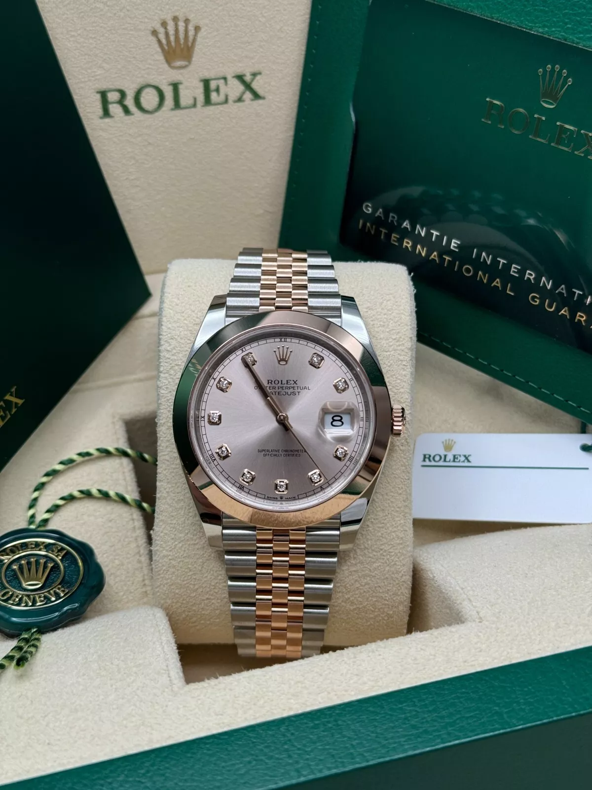 RLX Datejust 41mm 126301 Sundust Diamond Jubilee Steel and Everose Gold Watch