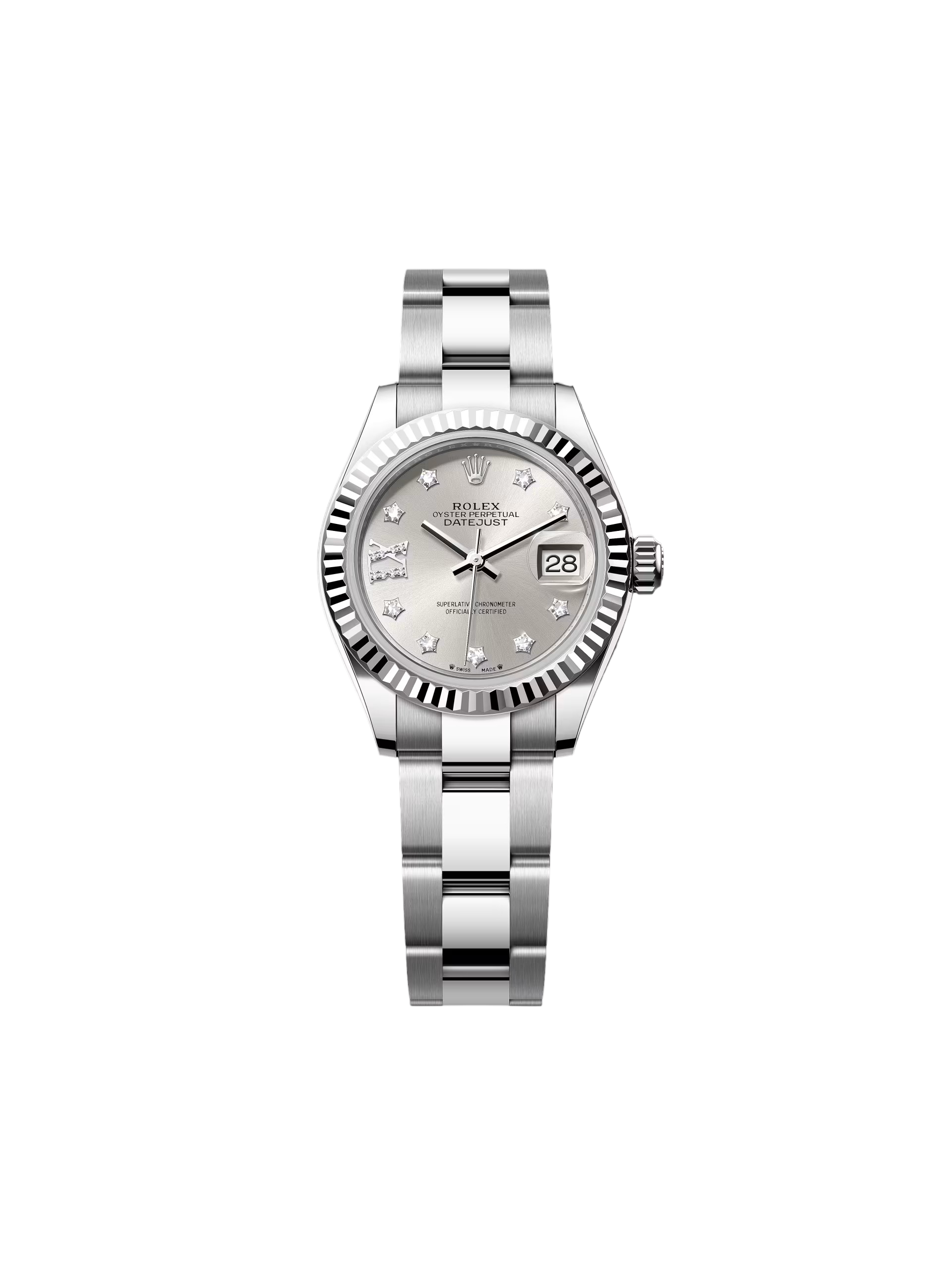 RLX Lady-Datejust 28mm 279174 Silver Diamond Dial Oyster Bracelet