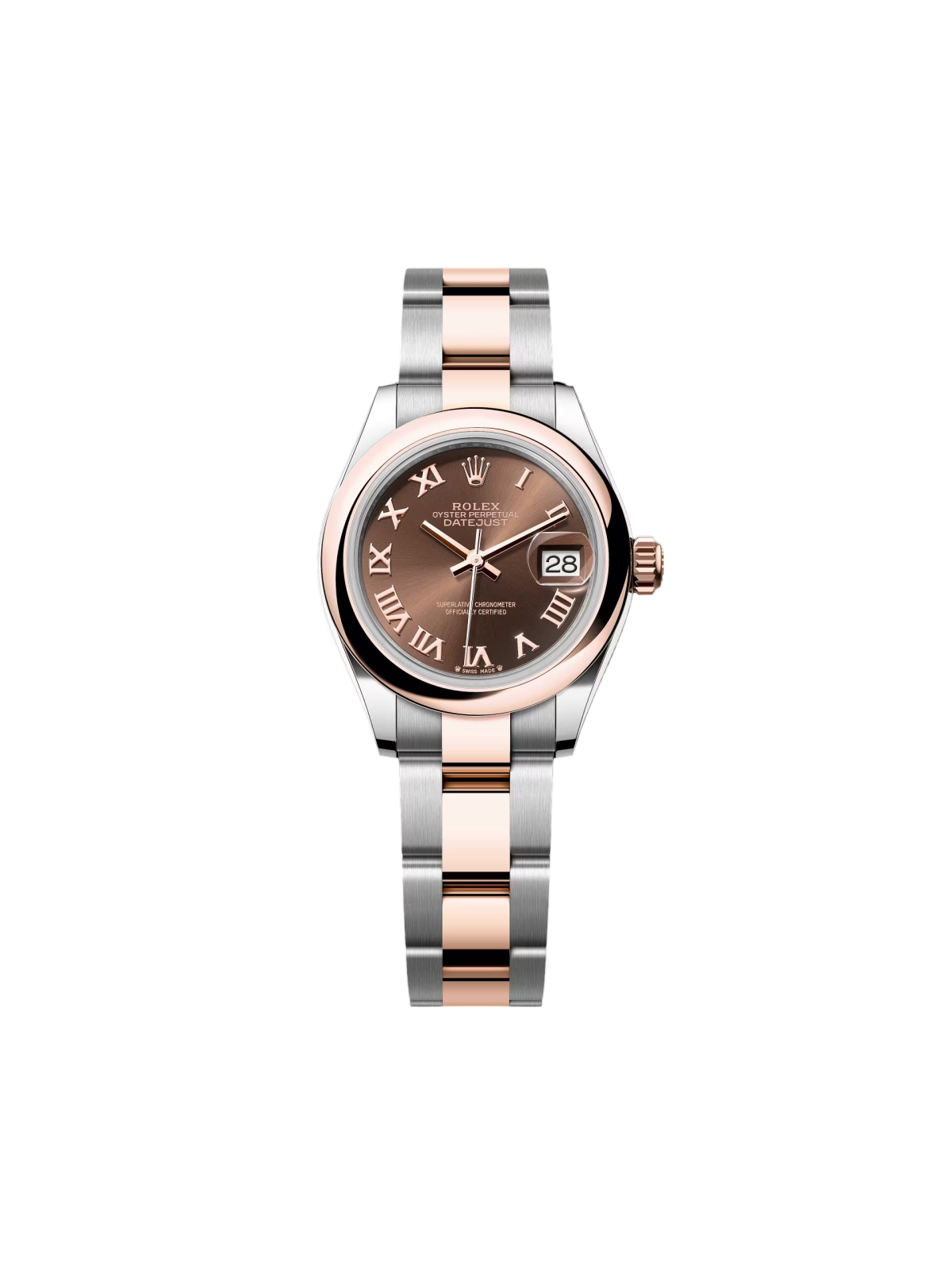 RLX Lady-Datejust 28mm  279161 Chocolate Roman Dial, Two Tone Stainless Steel & 18K Rose Gold Oyster Bracelet Women's Watch