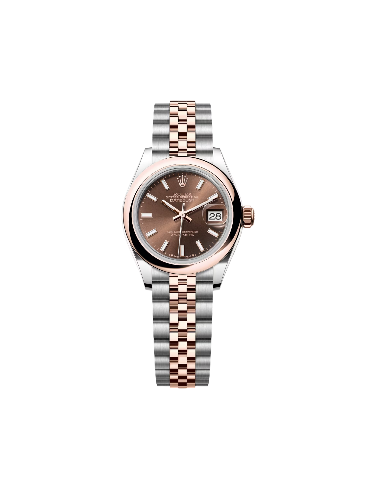 RLX Lady-Datejust 28mm  279161 Chocolate Stick Dial, Two Tone Stainless Steel & 18K Rose Gold Oyster Bracelet Women's Watch