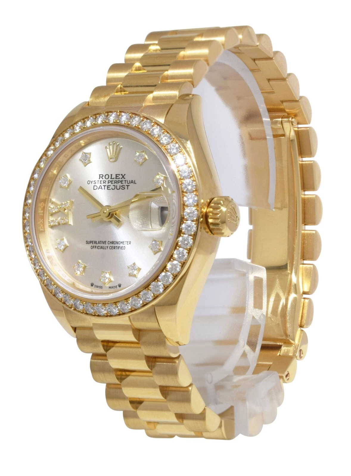 RLX Lady-Datejust 28mm 279138RBR Silver Dial President Bracelet Watch