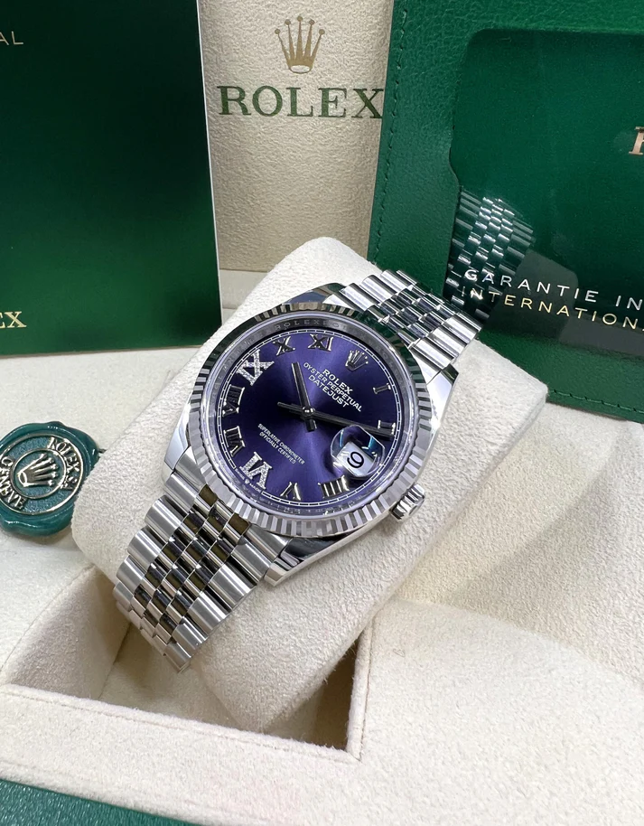 RLX  Datejust 36mm 126234 Datejust Aubergine Purple Diamond Roman Oyster Stainless Steel