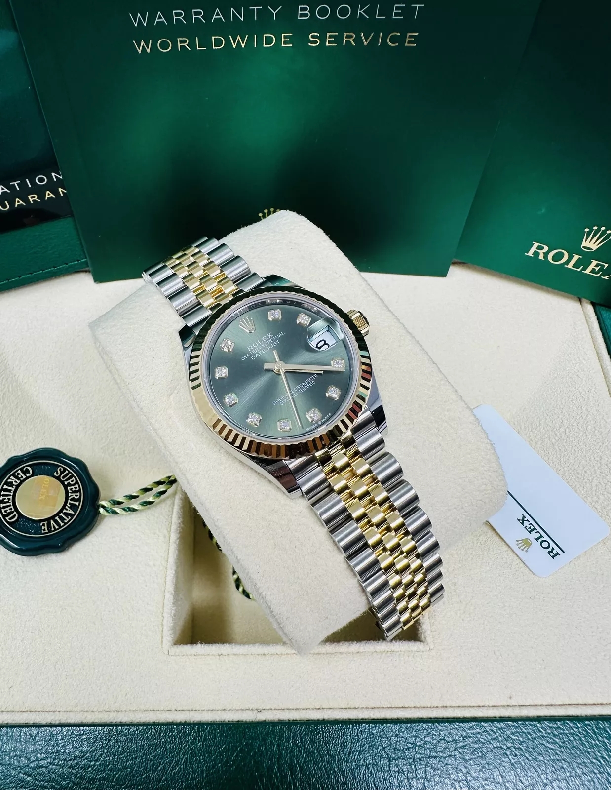 RLX Datejust m278273-0029/0030 31mm Olive Green Dial Stainless Steel and Yellow Gold Oyster Watch