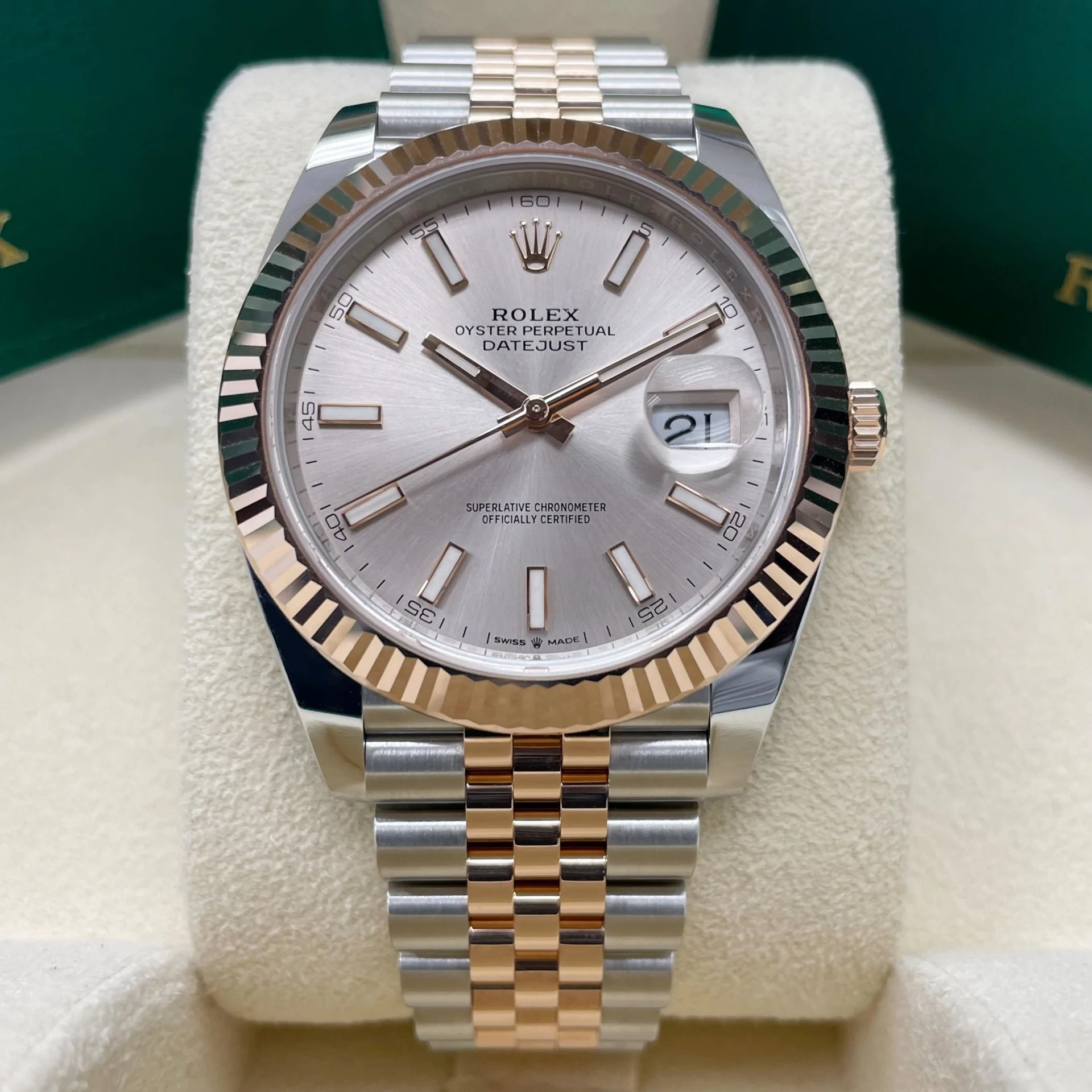 RLX Datejust 41mm 126331 Sundust Index Oyster Steel and Everose Gold Watch