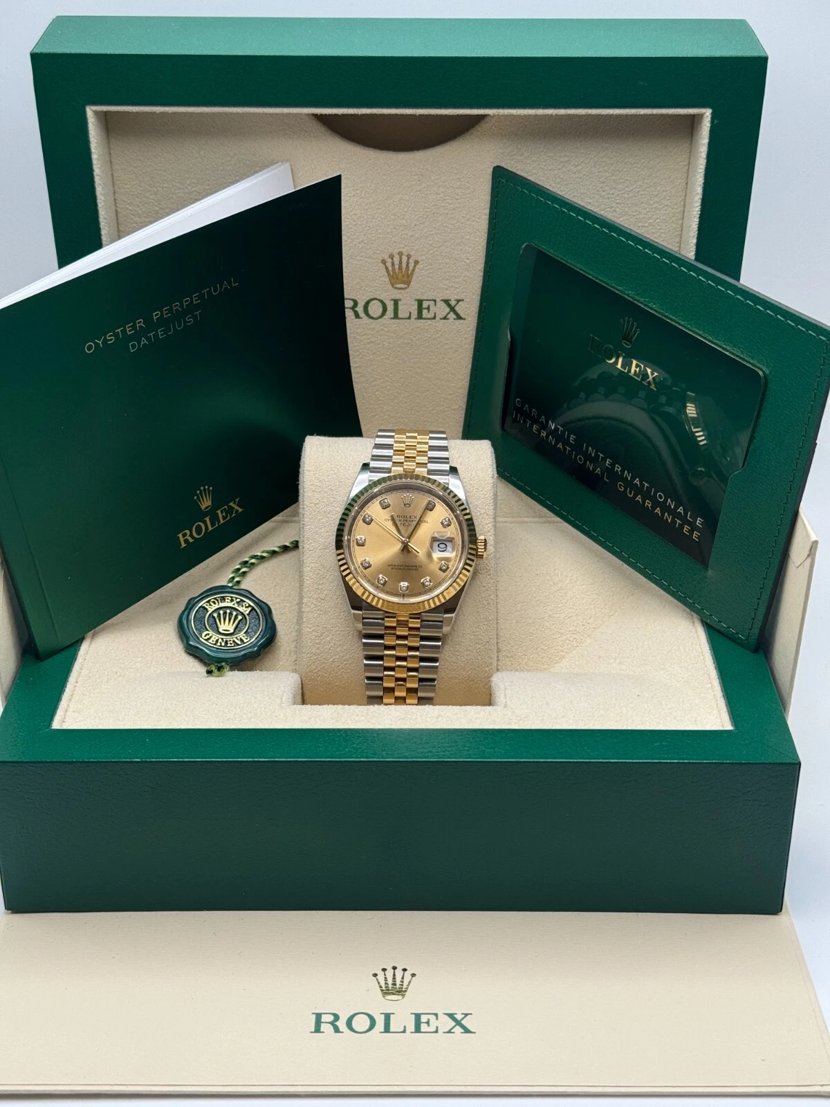 RLX  Datejust 41mm Two-Tone Yellow Gold Fluted Bezel Champagne Diamond Dial Oyster - 126333