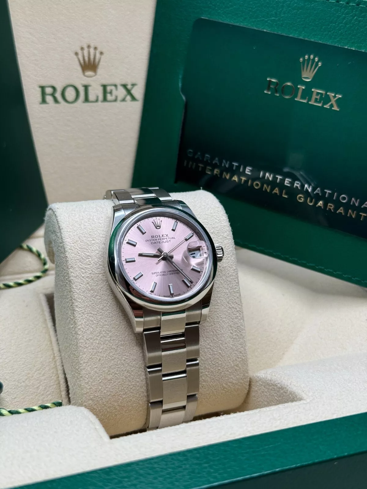 RLX Datejust m278240-0007/0008 31mm Pink Index Domed Bezel Oyster Oystersteel