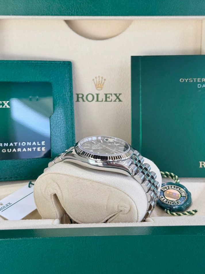 RLX  Datejust 36mm 126234 Olive Green Palm Motif Dial Jubilee Stainless Steel Watch