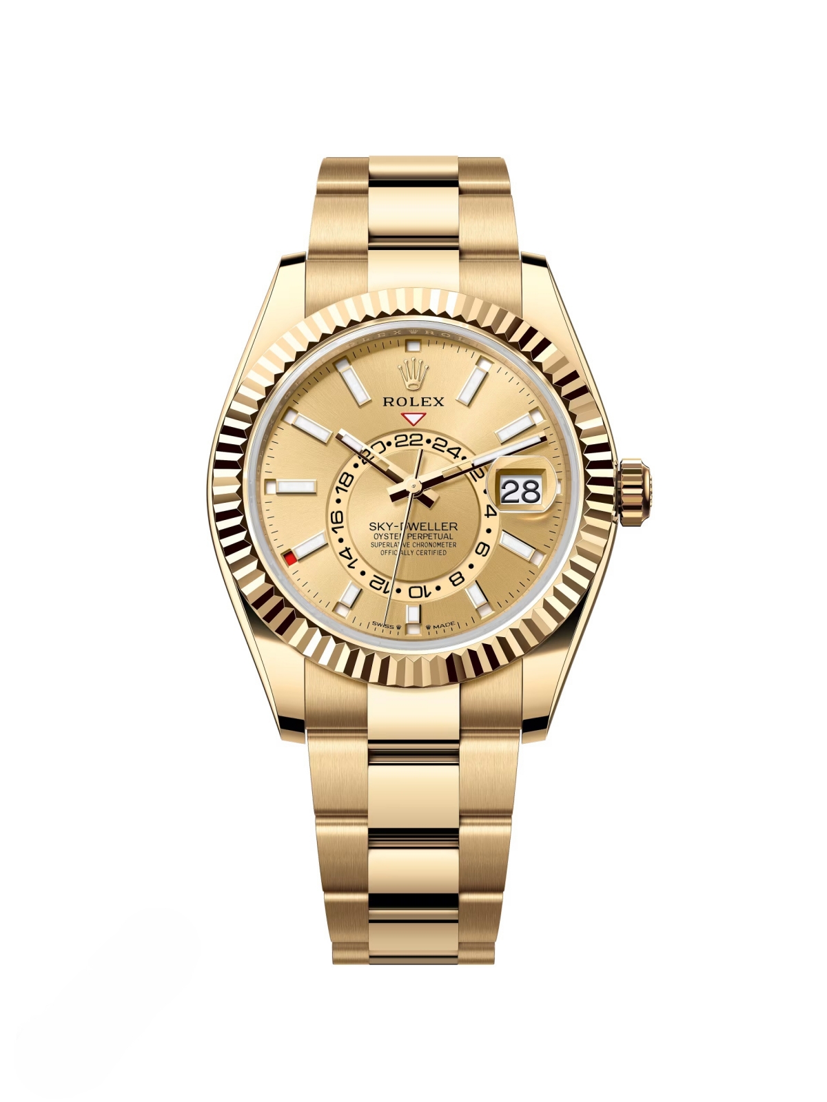 RLX  Sky-Dweller 42mm 336938-0001/0004 Yellow Gold Champagne Dial Jubilee