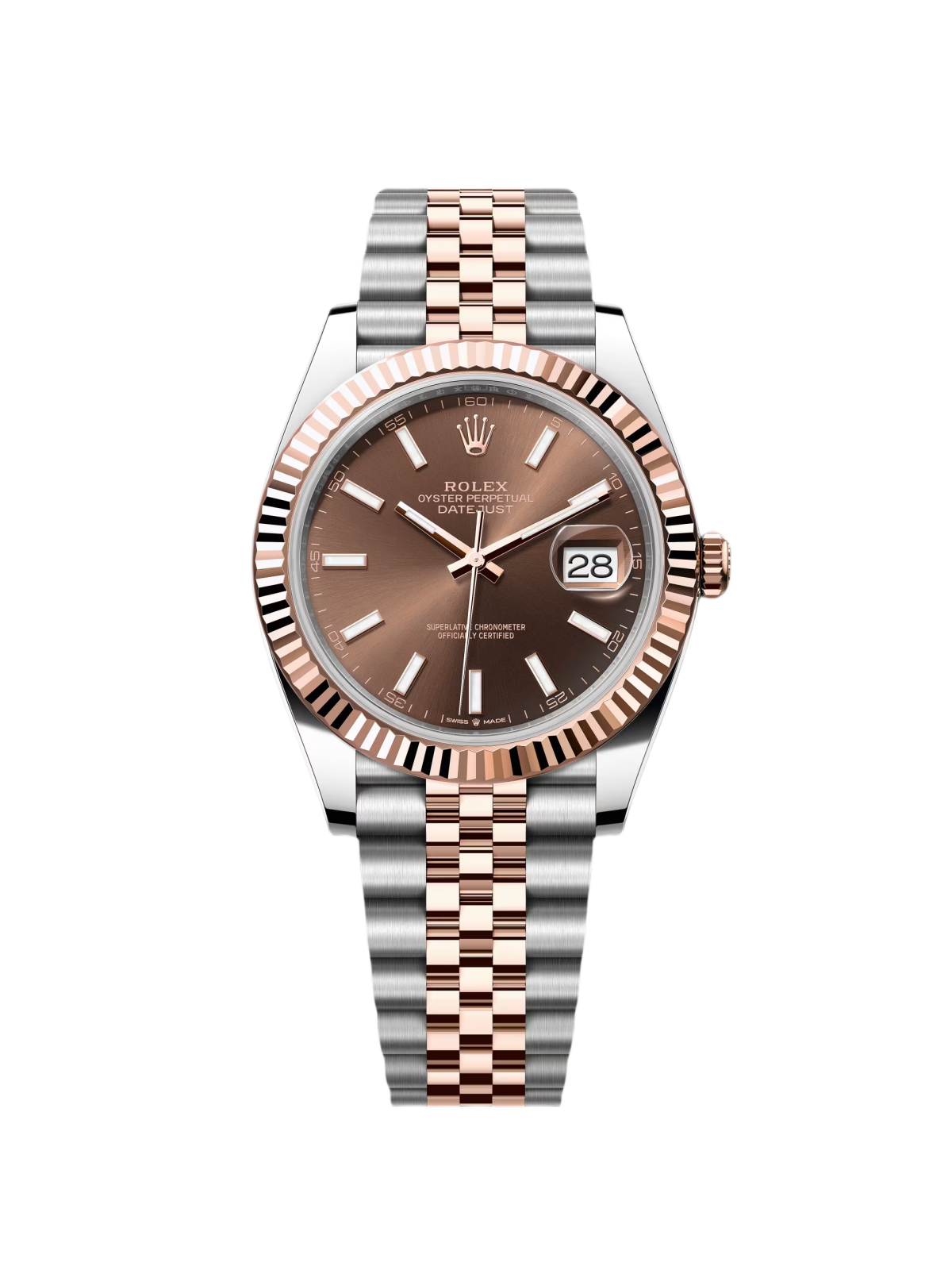 RLX Datejust 41mm 126331 Chocolate Index Jubilee Steel and Everose Gold Watch