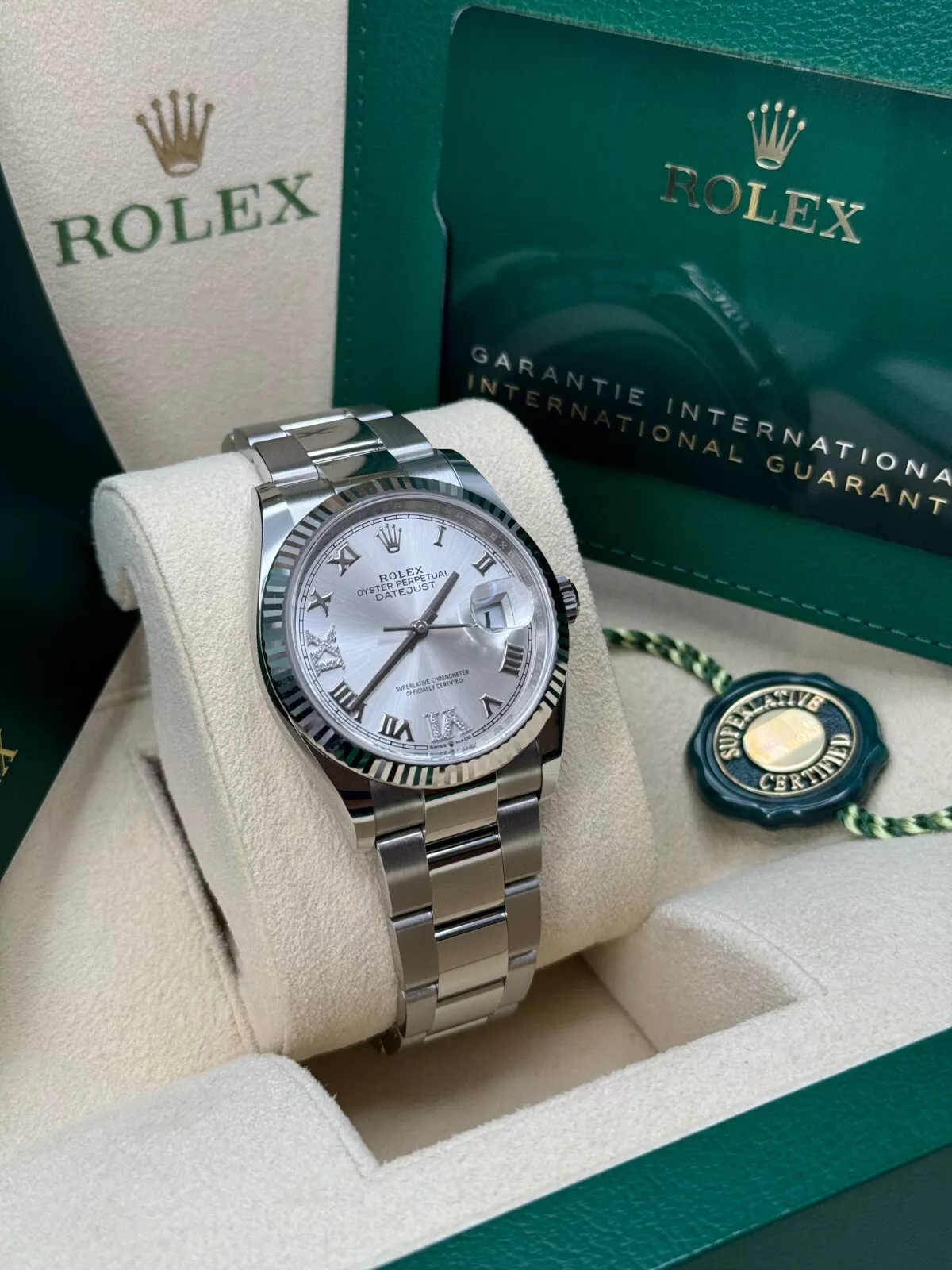 RLX  Datejust 36mm 126234 White Roman Dial Oyster Stainless Steel Mens