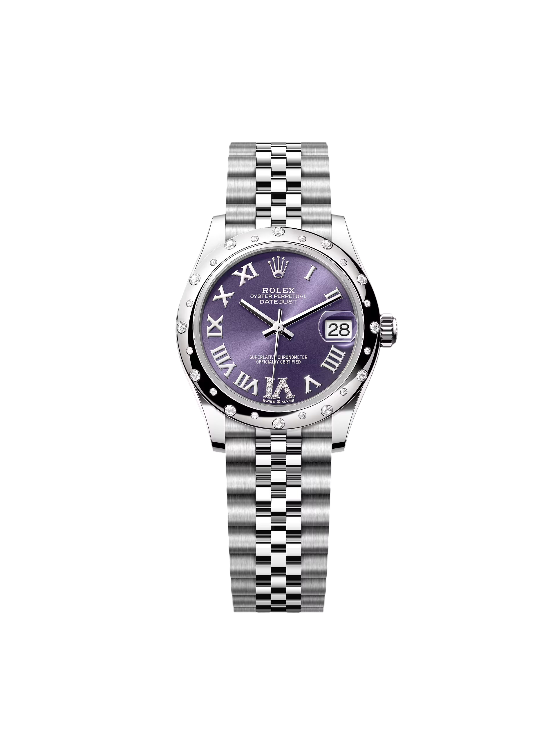 RLX Datejust m278344-0027/0028 Aubergine Diamond Dial 31mm Oyster