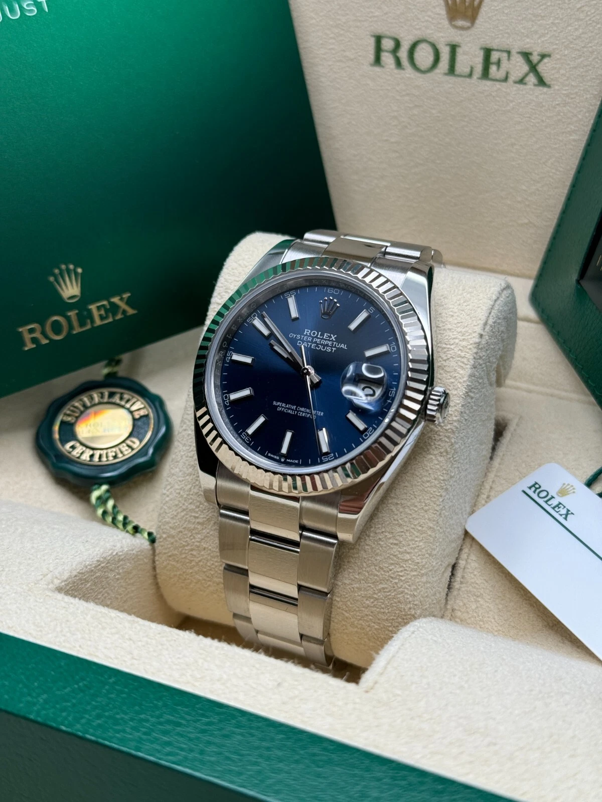 RLX  Datejust 41mm 126334 Blue Index Oyster Stainless Steel Men’s Watch