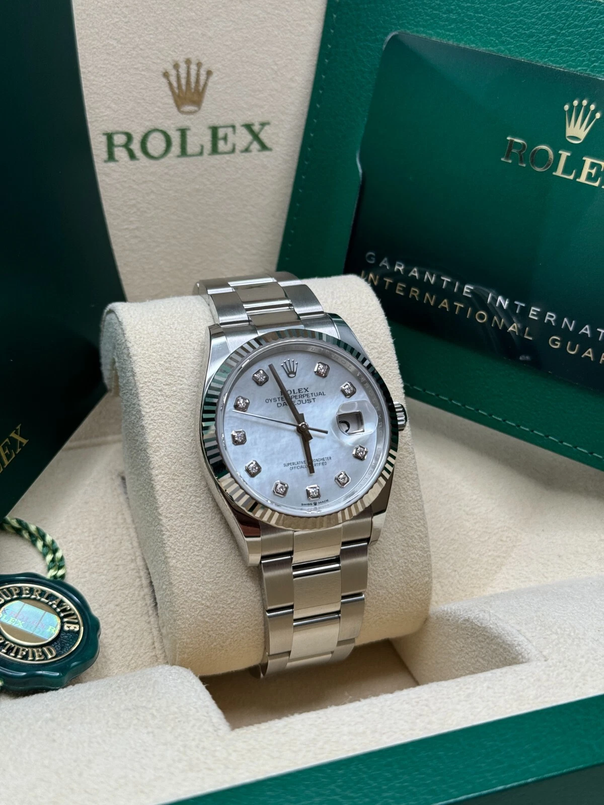 RLX  Datejust 36mm 126234 Mother of Pearl Diamond Dial Oyster Stainless Steel