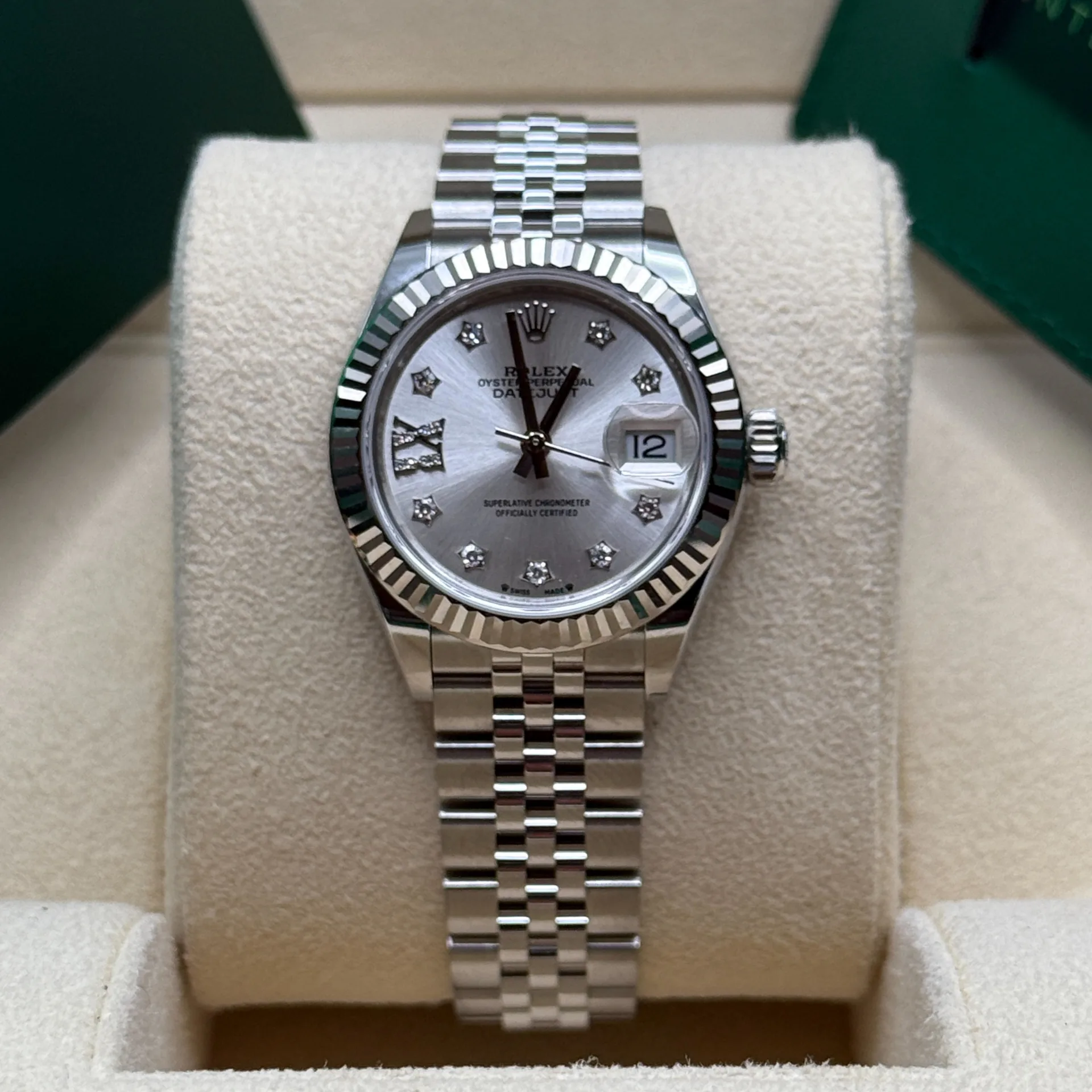 RLX Lady-Datejust 28mm 279174 Silver Diamond Dial Oyster Bracelet