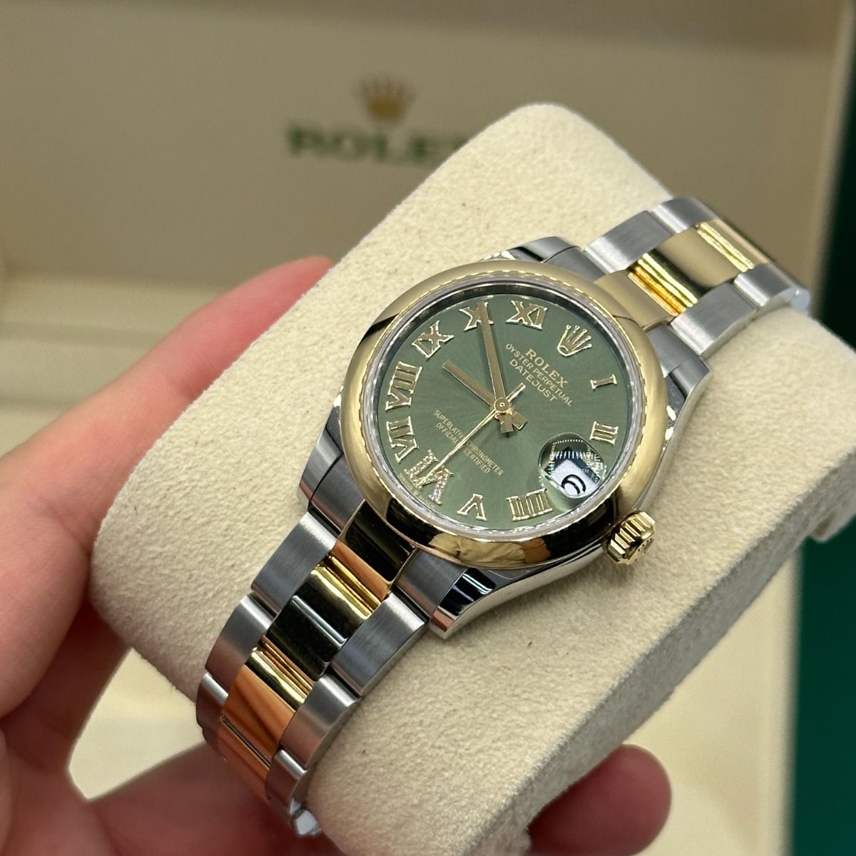 RLX Datejust m278243-0015/0016 31mm Olive Green Dial Yellow Rolesor Oyster Watch