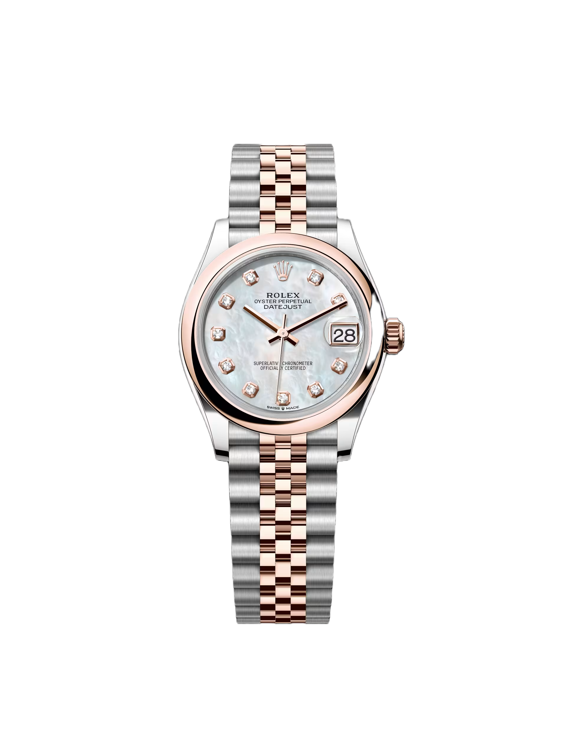 RLX Datejust m278241-0025/0026 White Mother-of-Pearl 31mm Dial Oyster Bracelet Watch