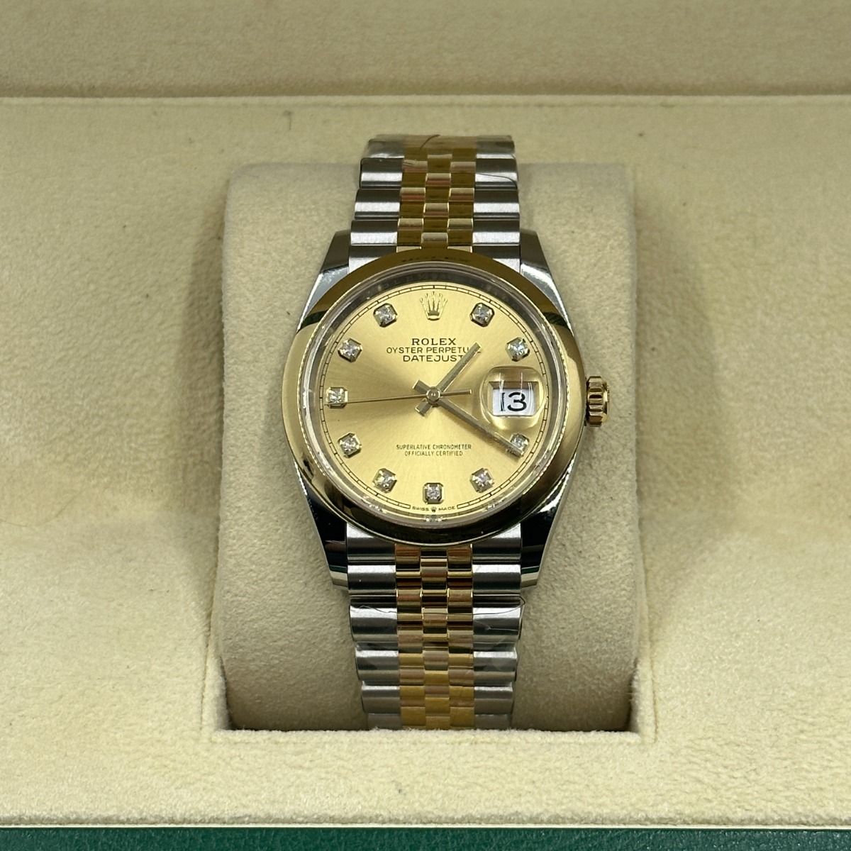 RLX  Datejust 36mm 126203 Champagne Set with Diamonds Dial Domed Bezel Oyster Bracelet