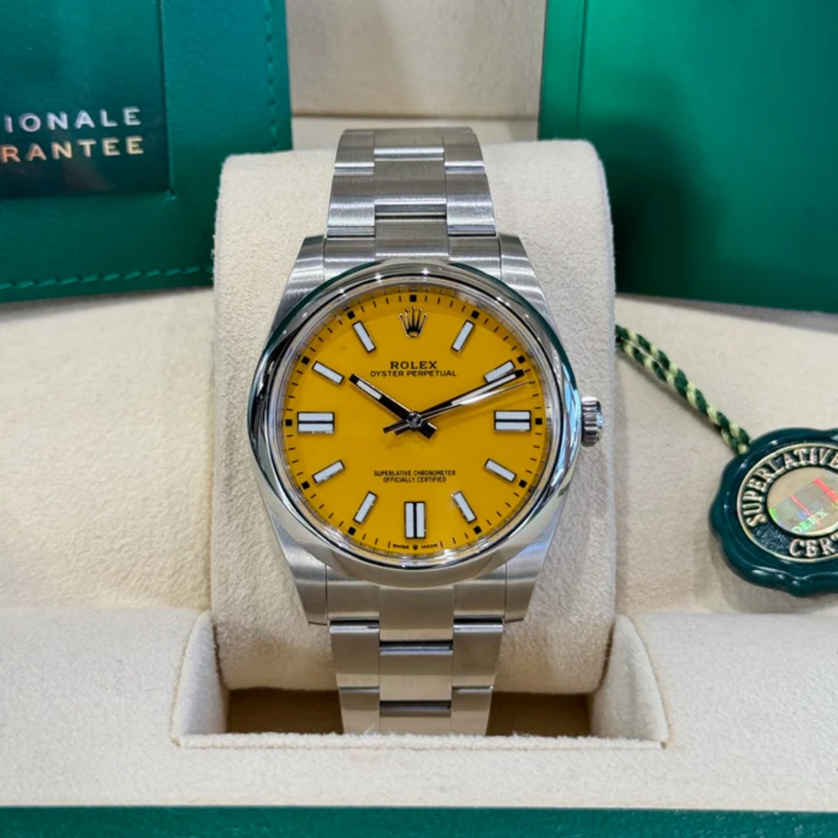 RLX Oyster Perpetual 36mm 126000-0004 Yellow Dial Stainless Steel Oyster Bracelet