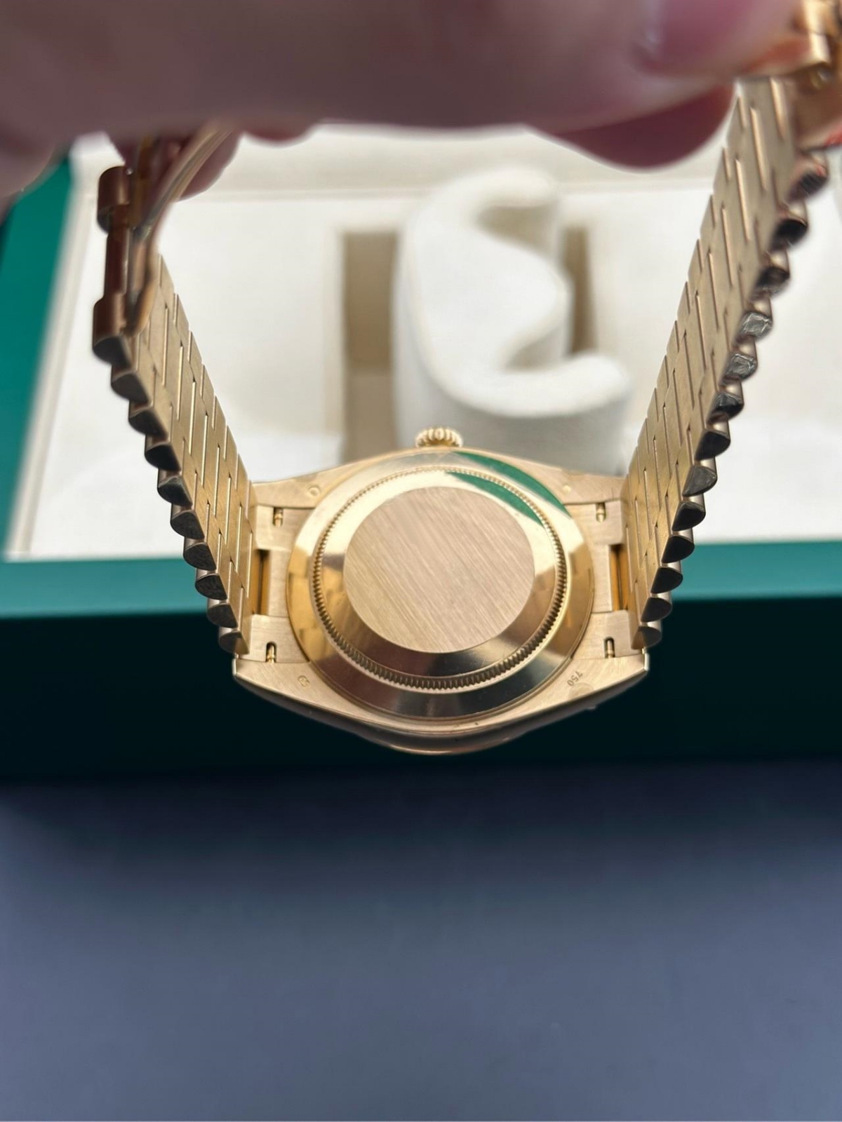 RLX Day-Date 40mm Champagne Dial and Diamond Bezel Yellow Gold President Bracelet  228348RBR-0003