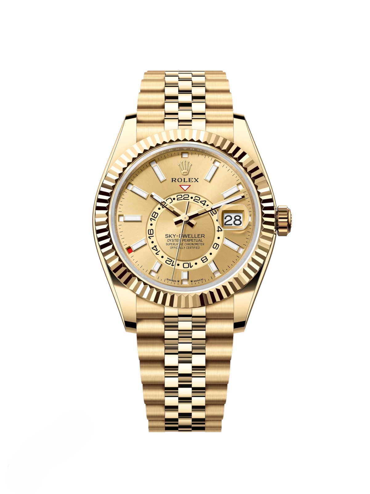 RLX  Sky-Dweller 42mm 336938-0001/0004 Yellow Gold Champagne Dial Jubilee