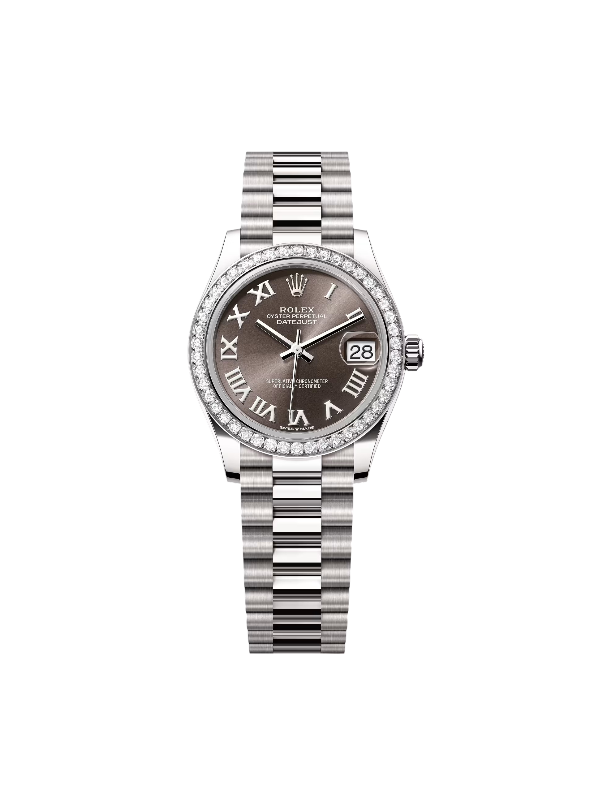 RLX Datejust m278289RBR-0017 Dark Grey Dial White Gold President Watch