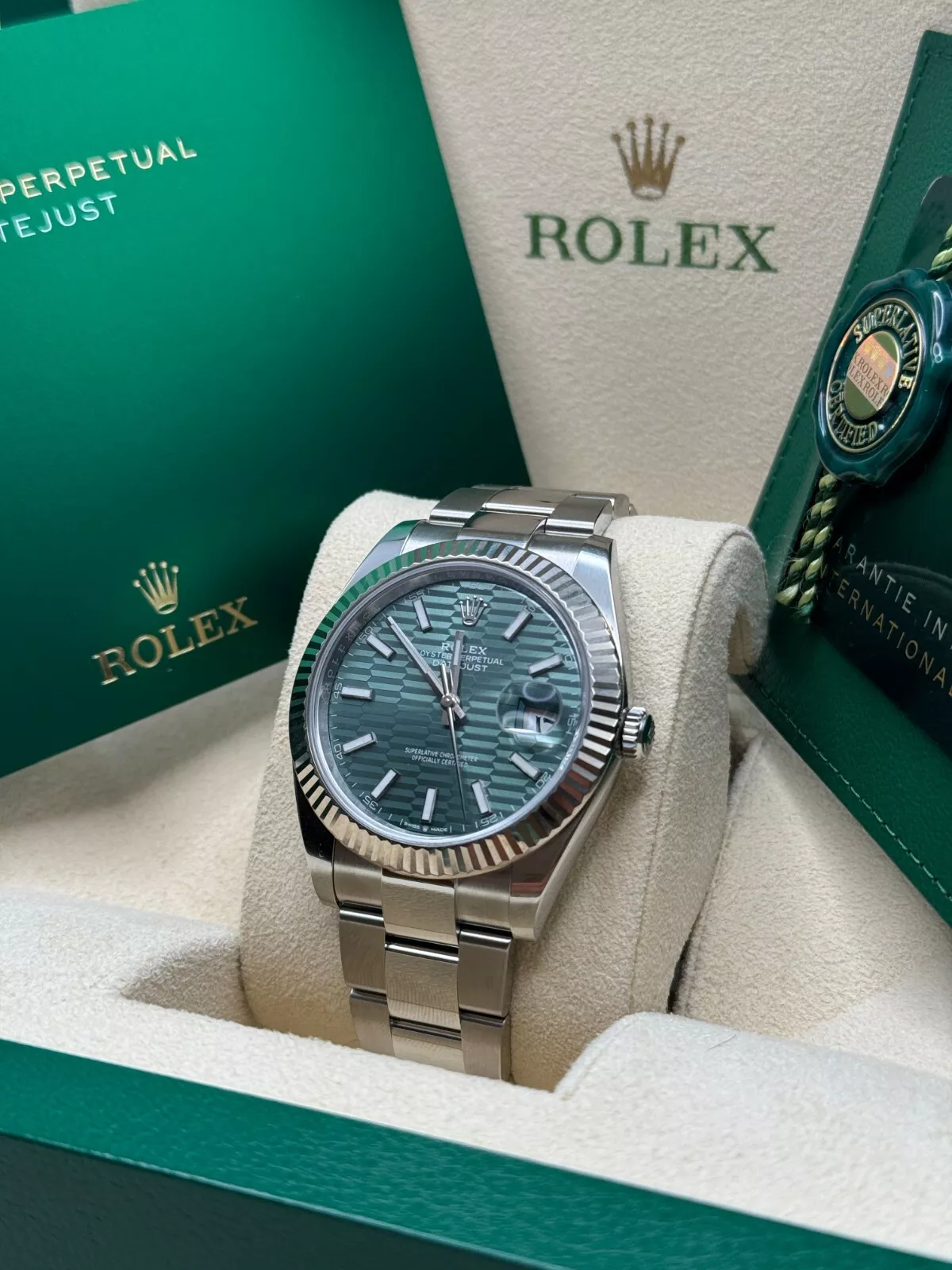 RLX  Datejust 41mm 126334 Mint Green Fluted Motif Dial Oyster Bracelet