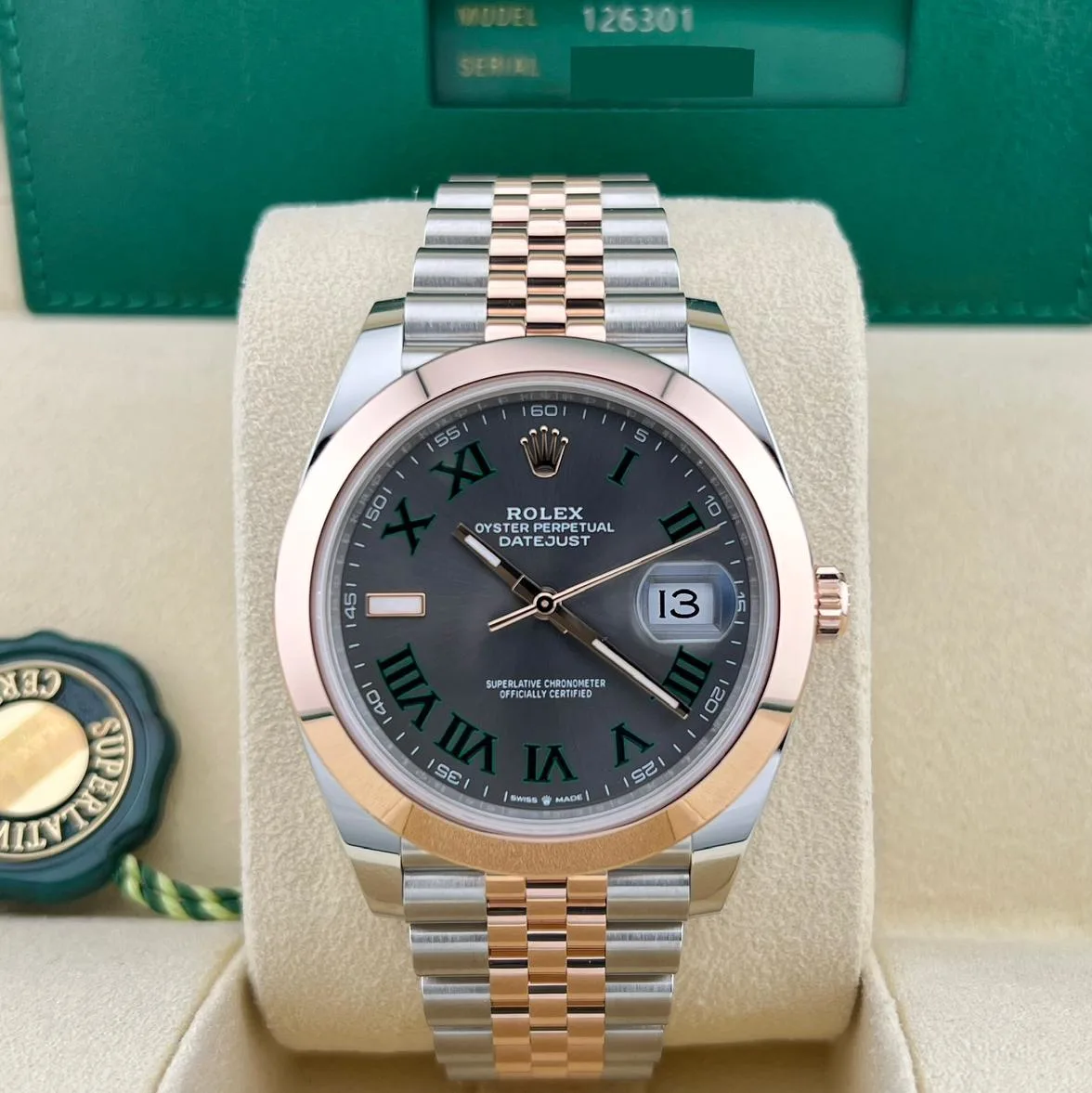 RLX Datejust 41mm 126301 Sundust Slate Roman Dial Oyster Bracelet