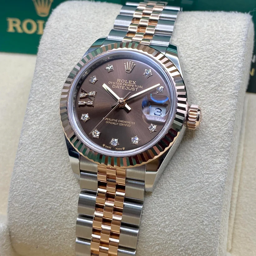 RLX Lady-Datejust 28mm 279171 Chocolate Diamond Set Oyster Stainless Steel and Rose Gold