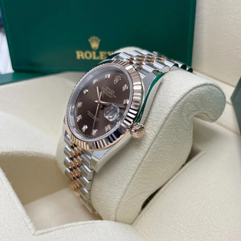 RLX Datejust 41mm 126331 Datejust Chocolate Diamond Oyster Steel and Everose Gold Watch