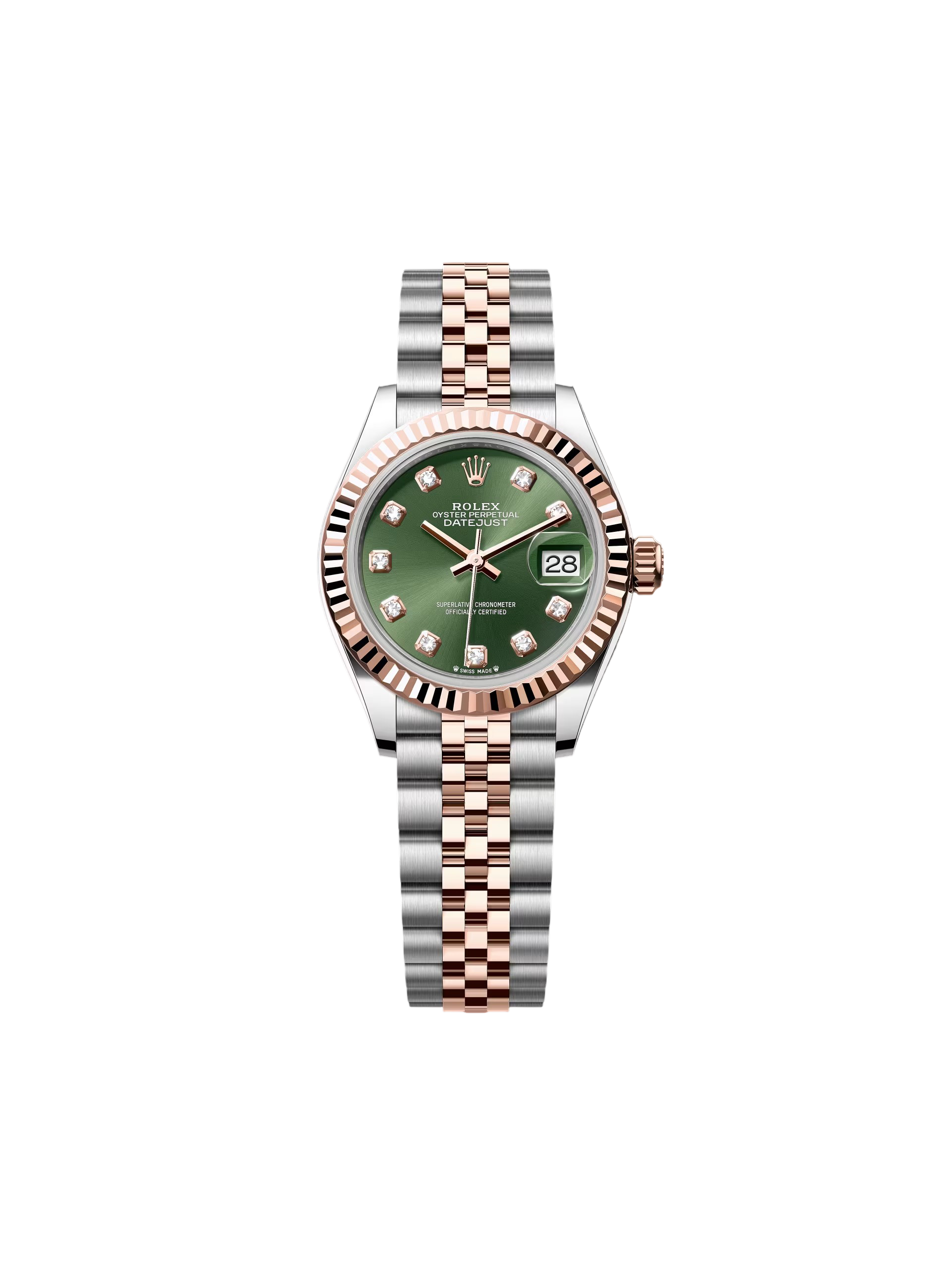 RLX Lady-Datejust 28mm 279171 Green Diamond Oyster Stainless Steel and Rose Gold